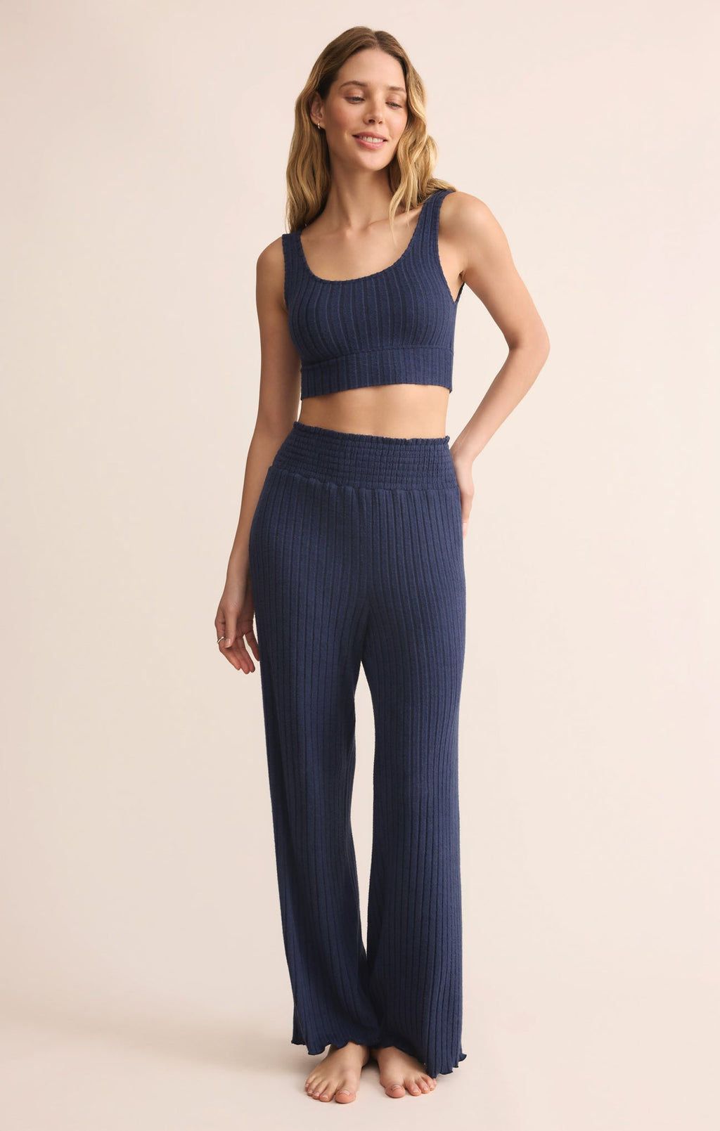 Dawn Smocked Silky Rib Pant