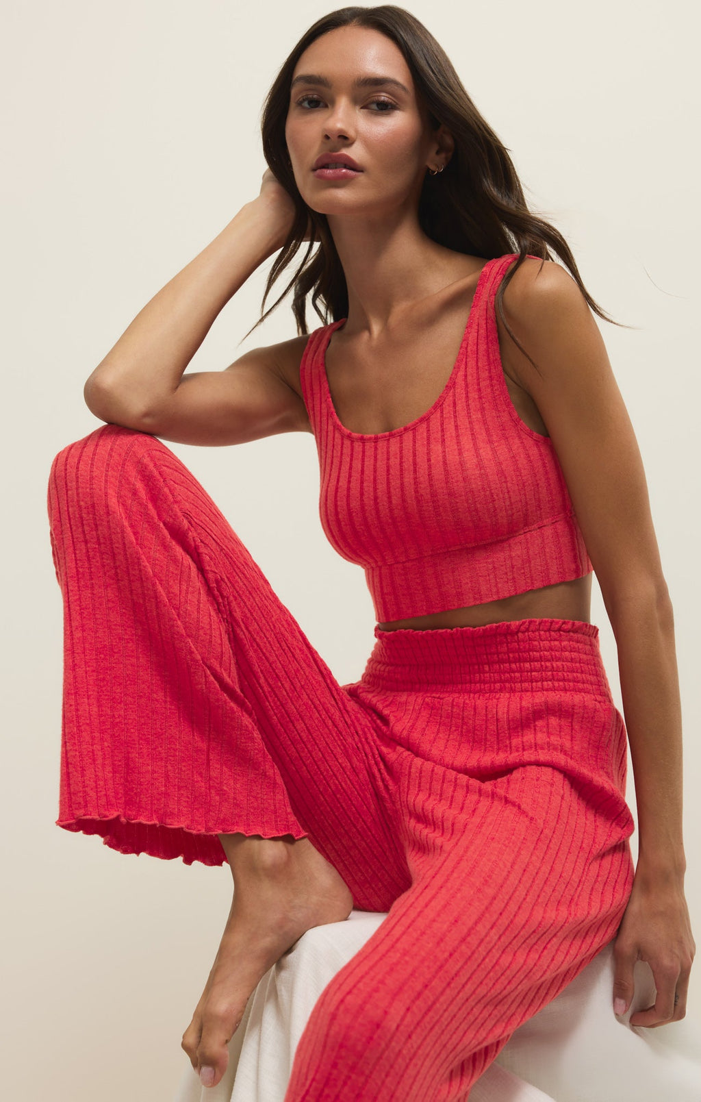 Dawn Smocked Silky Rib Pant
