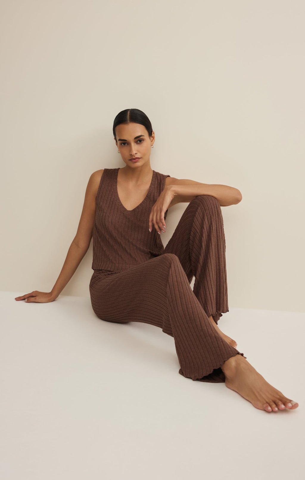 Dawn Smocked Silky Rib Pant