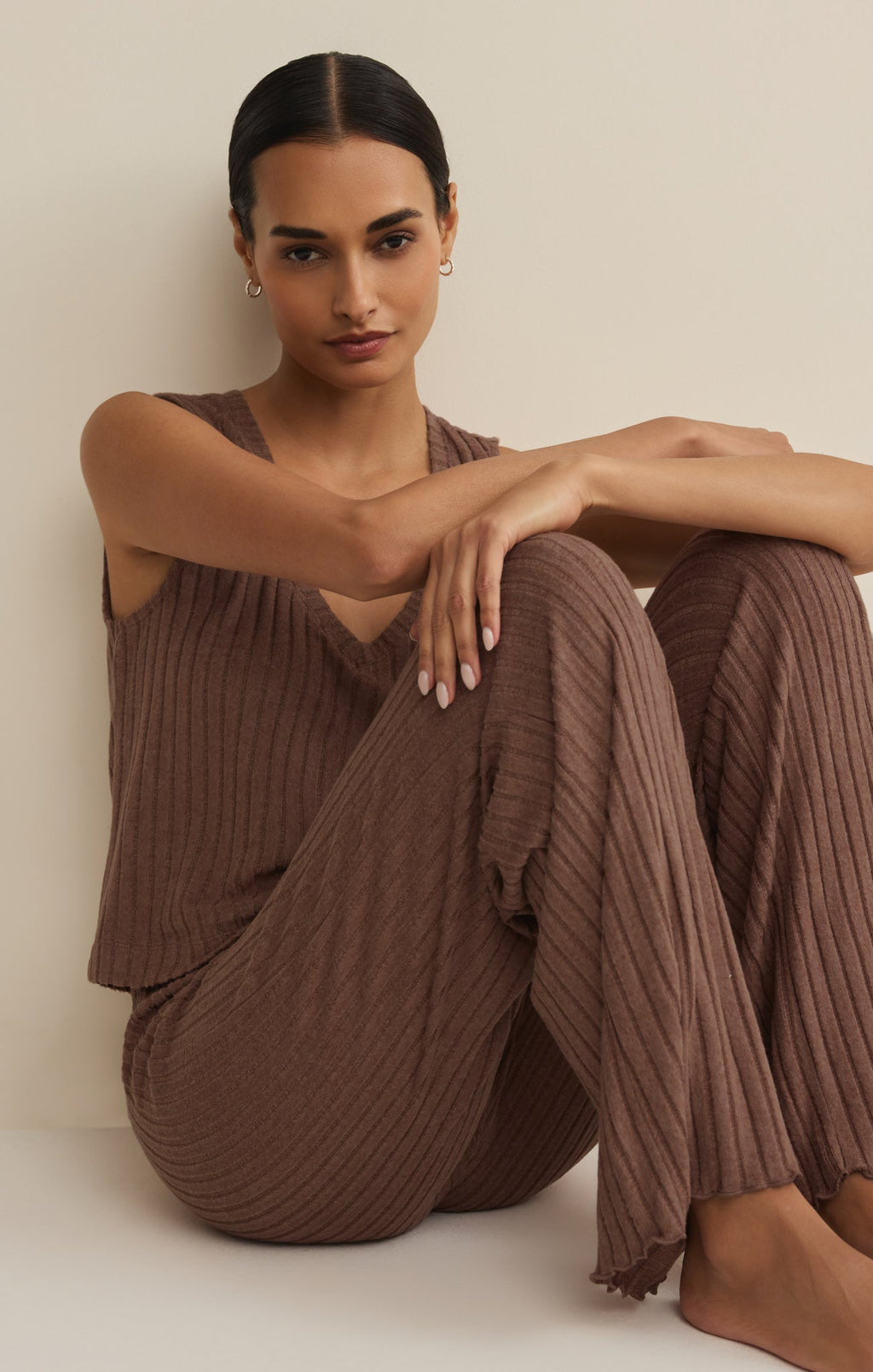 Dawn Smocked Silky Rib Pant