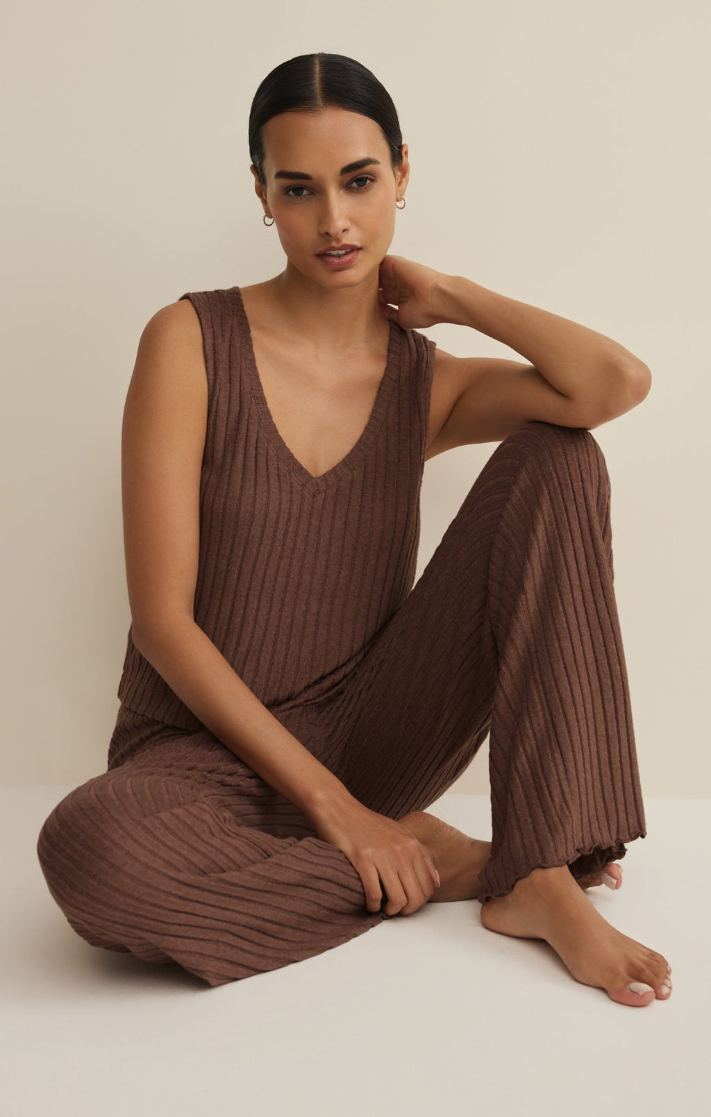 Dawn Smocked Silky Rib Pant