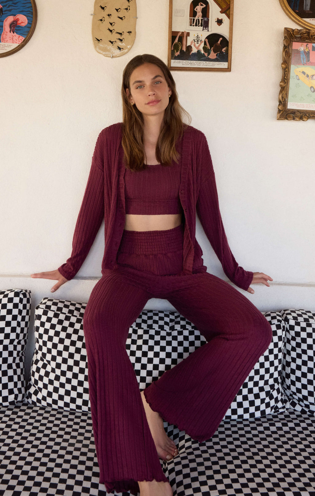 Dawn Smocked Silky Rib Pant