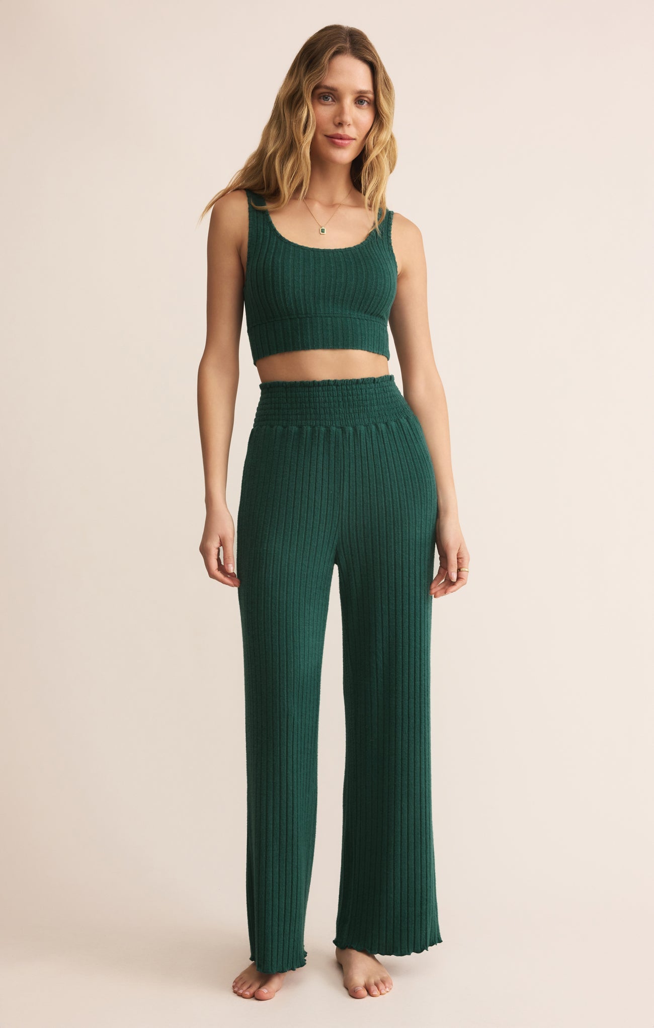 Dawn Smocked Silky Rib Pant