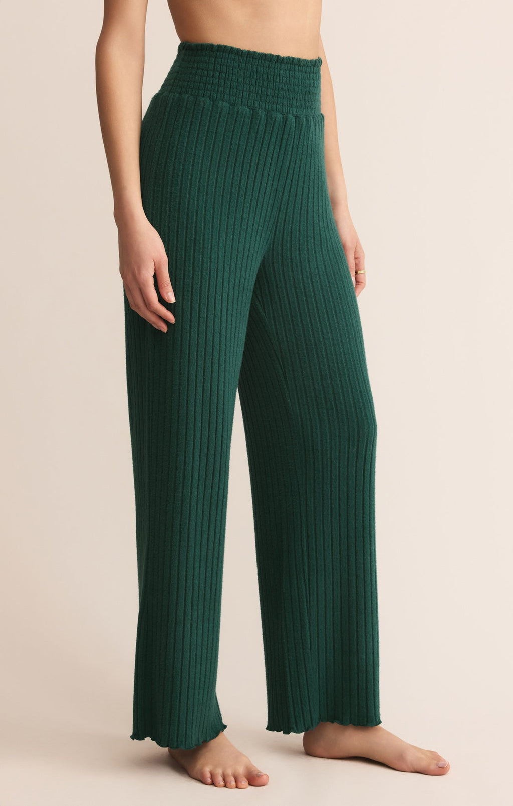 Dawn Smocked Silky Rib Pant