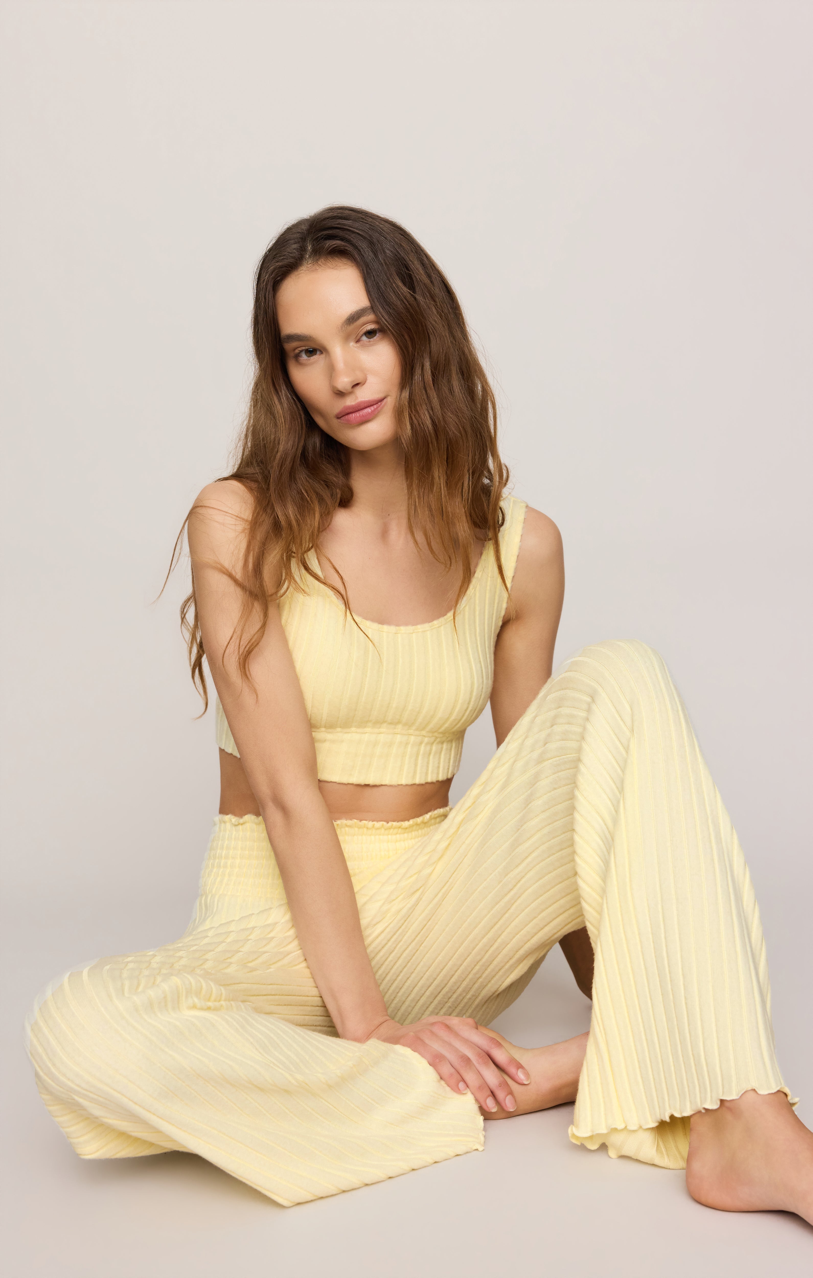 Dawn Smocked Silky Rib Pant