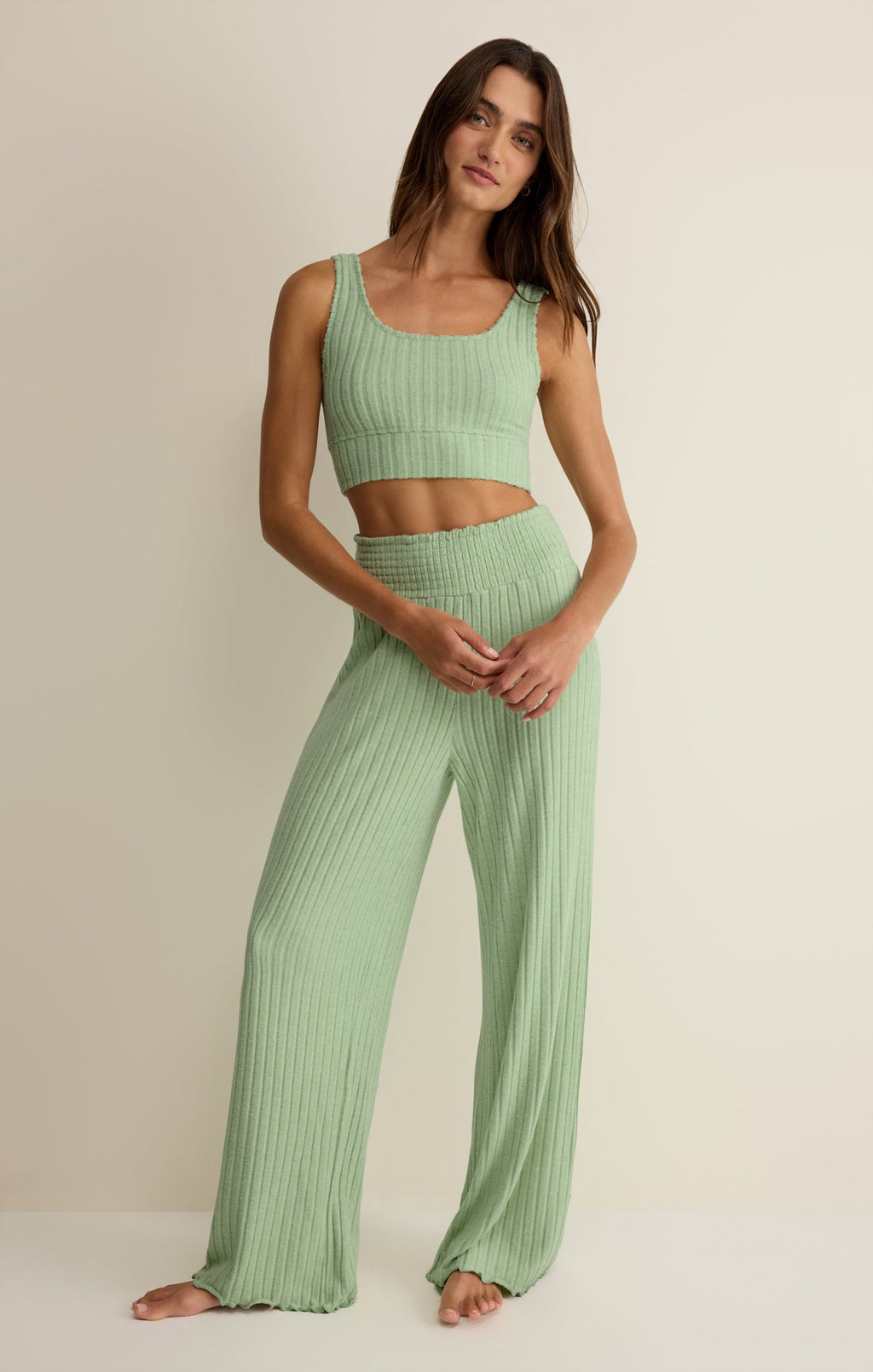 Dawn Smocked Silky Rib Pant