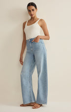 Remi High Rise Denim Bowed Pant