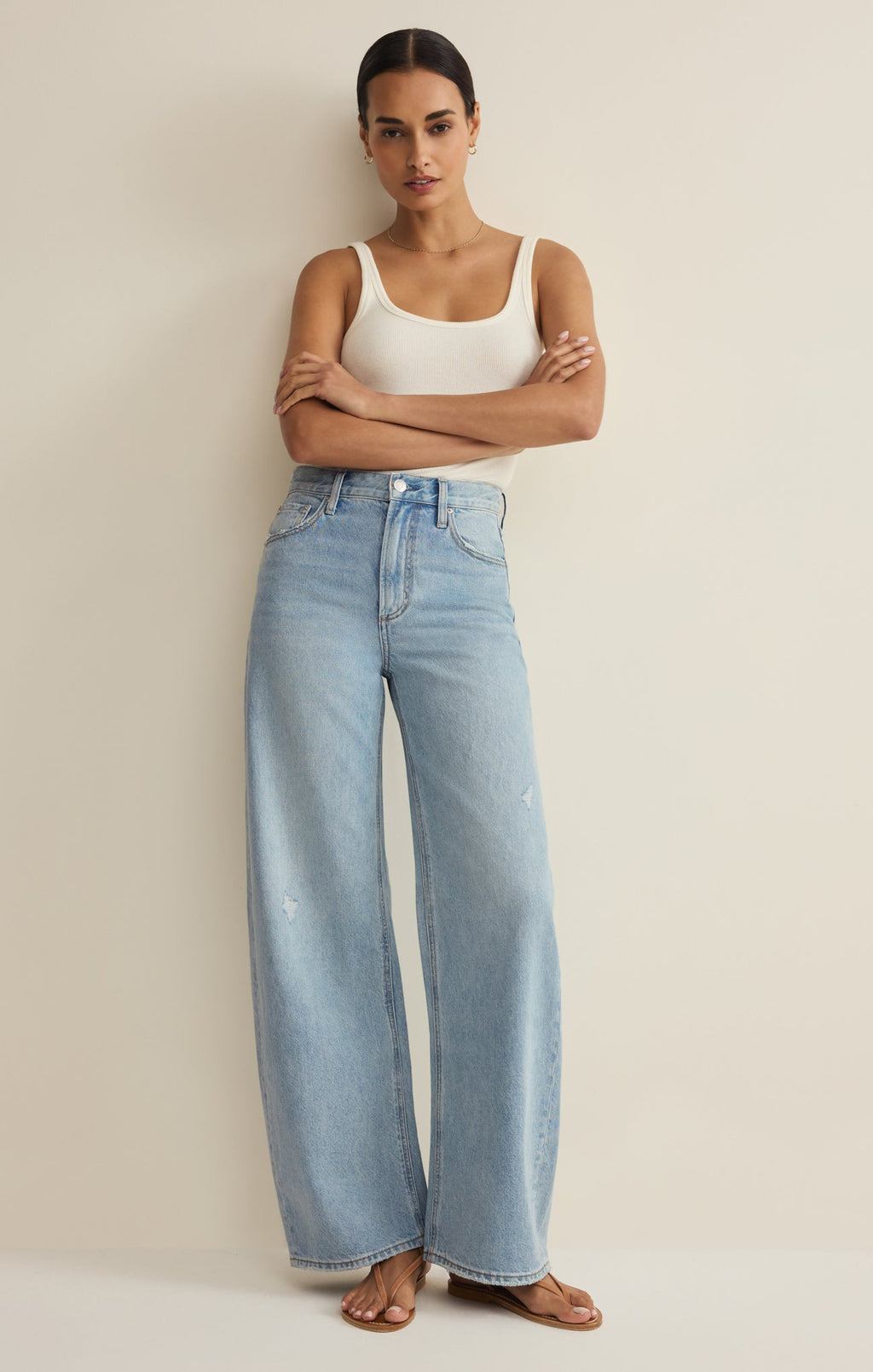 Remi High Rise Denim Bowed Pant