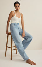 Remi High Rise Denim Bowed Pant