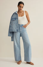 Remi High Rise Denim Bowed Pant