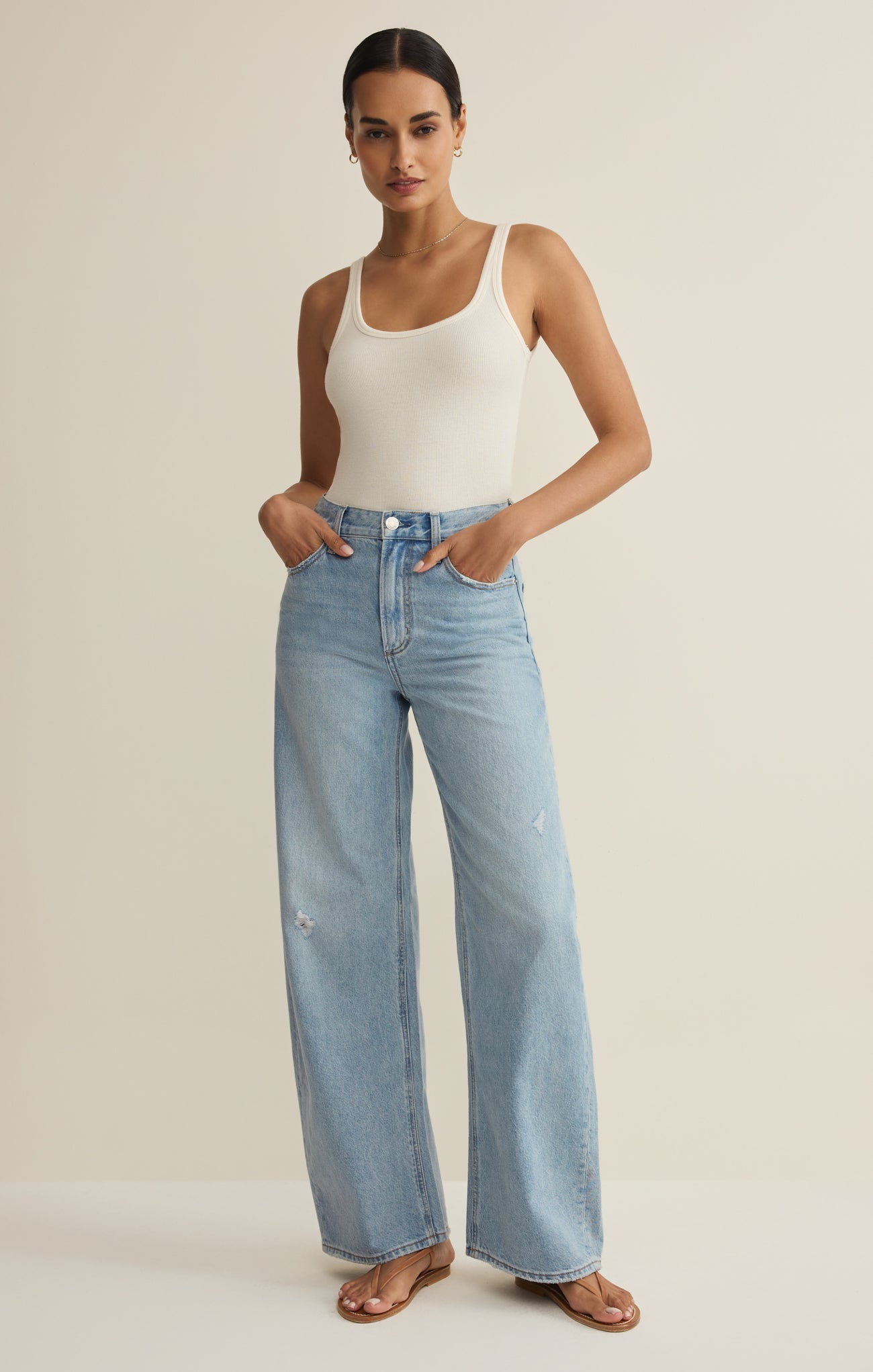 Remi High Rise Denim Bowed Pant Secondary image