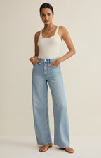 Remi High Rise Denim Bowed Pant