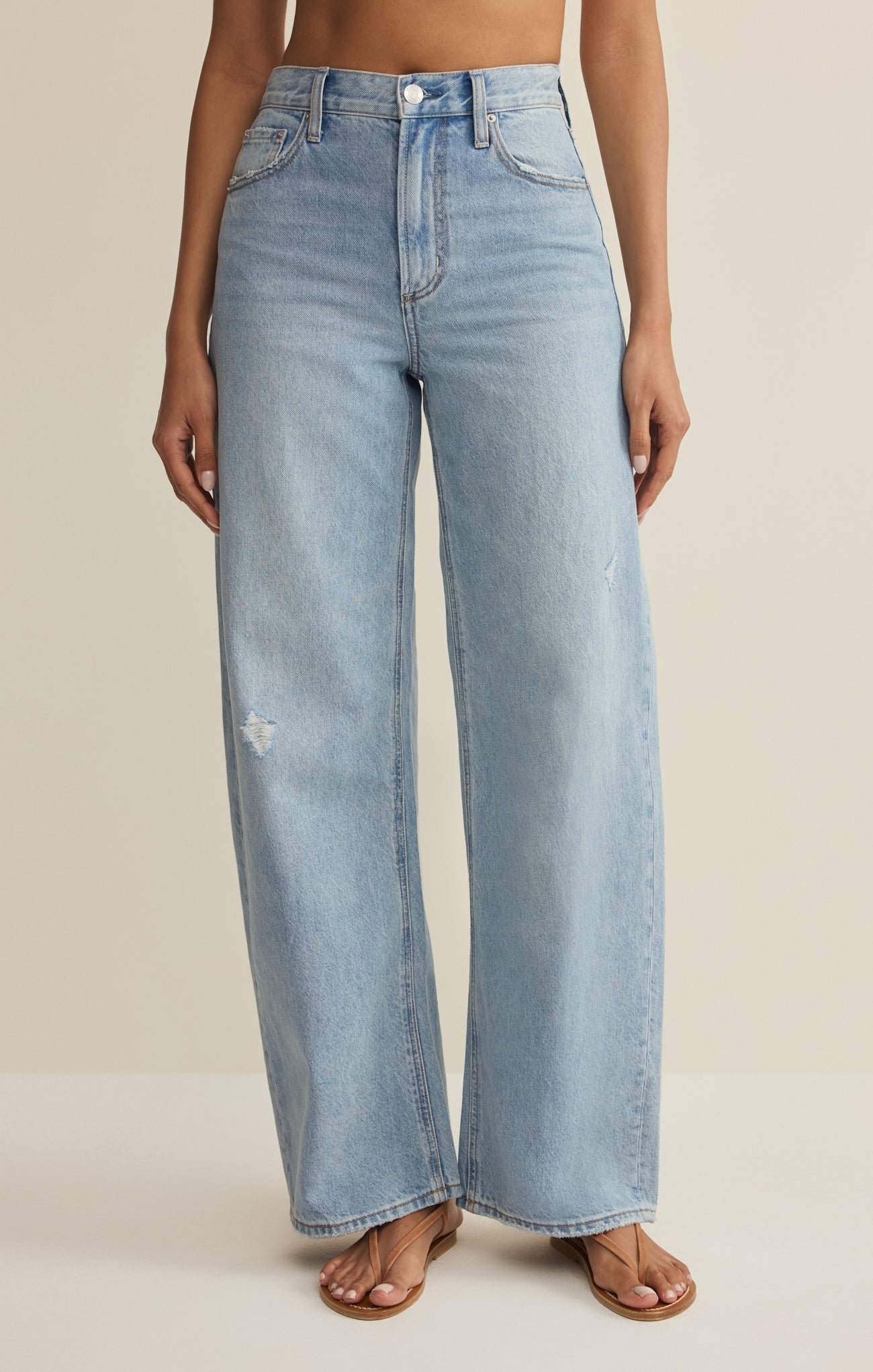 Remi High Rise Denim Bowed Pant Main image