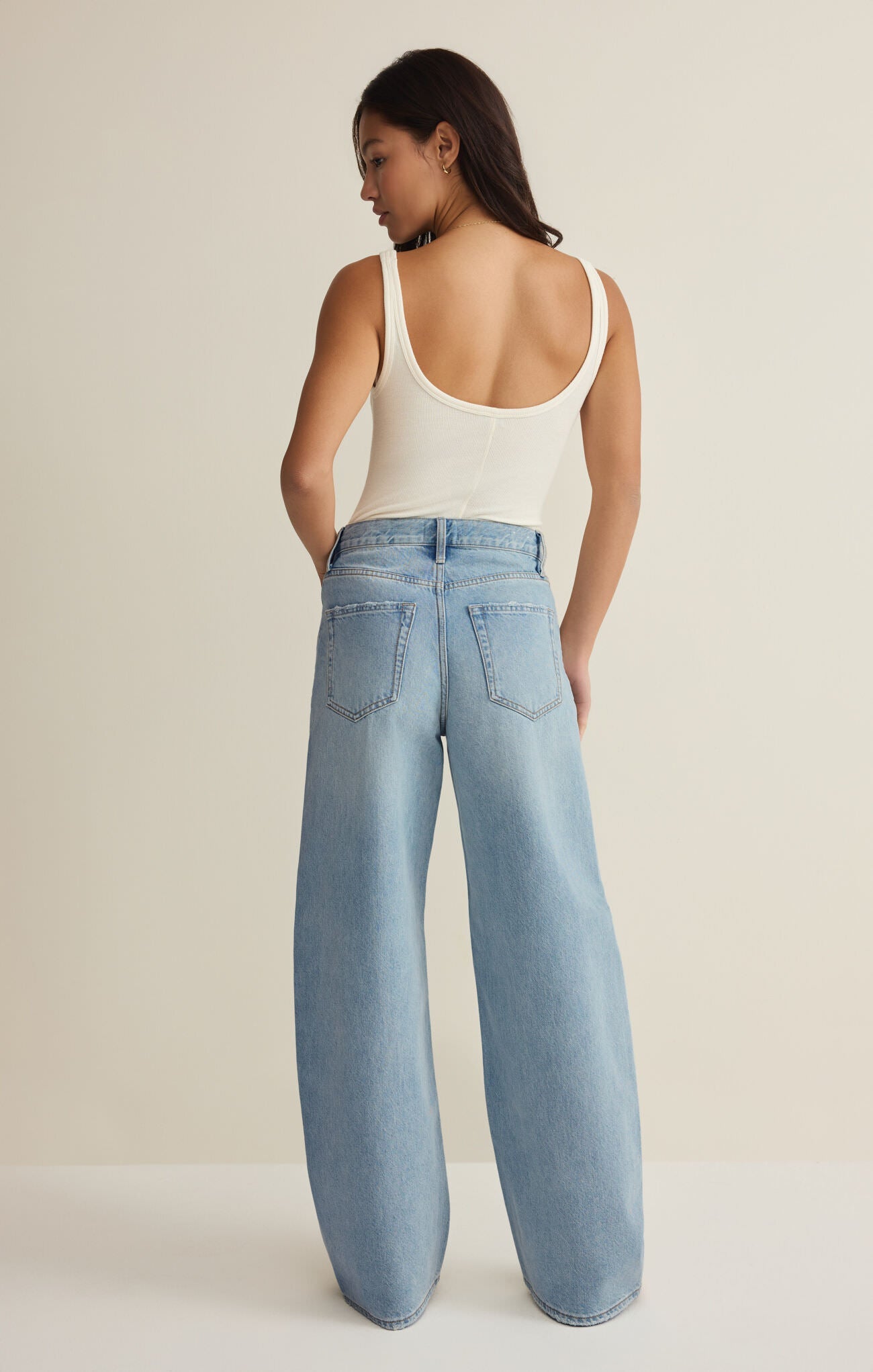 Remi High Rise Denim Bowed Pant