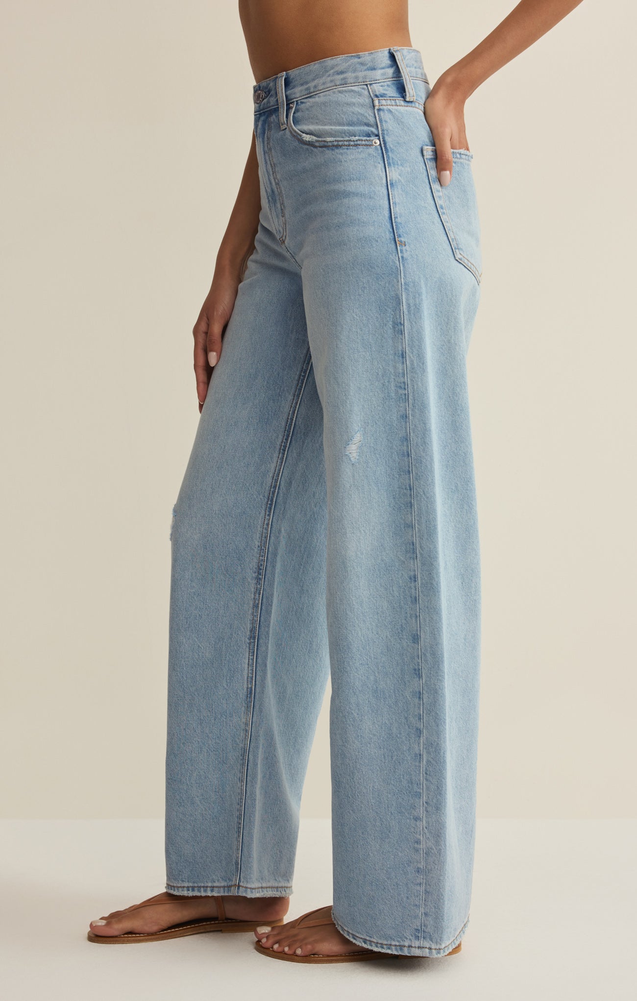 Remi High Rise Denim Bowed Pant