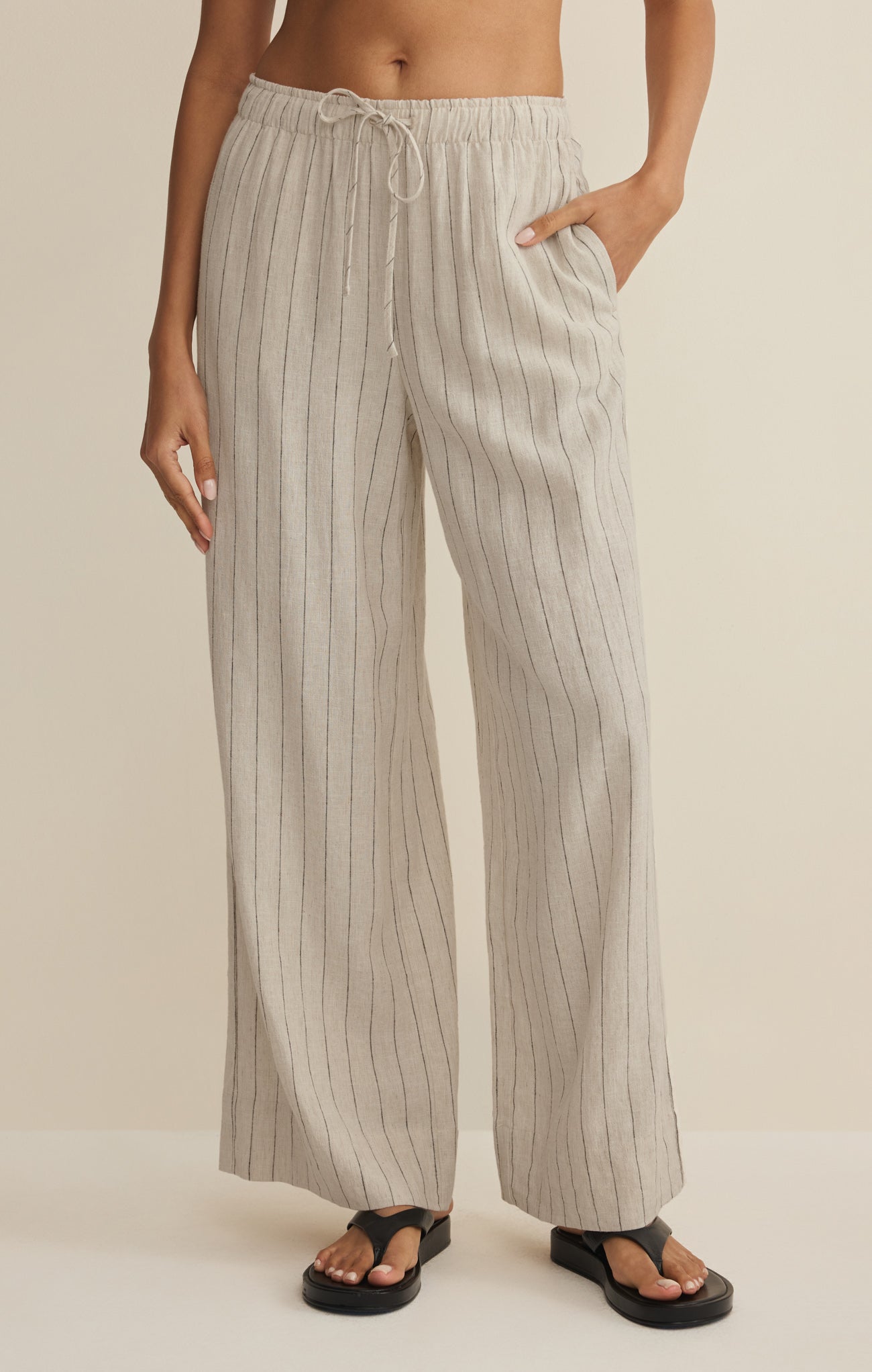 Henri Striped Linen Wide Leg Pant Main image