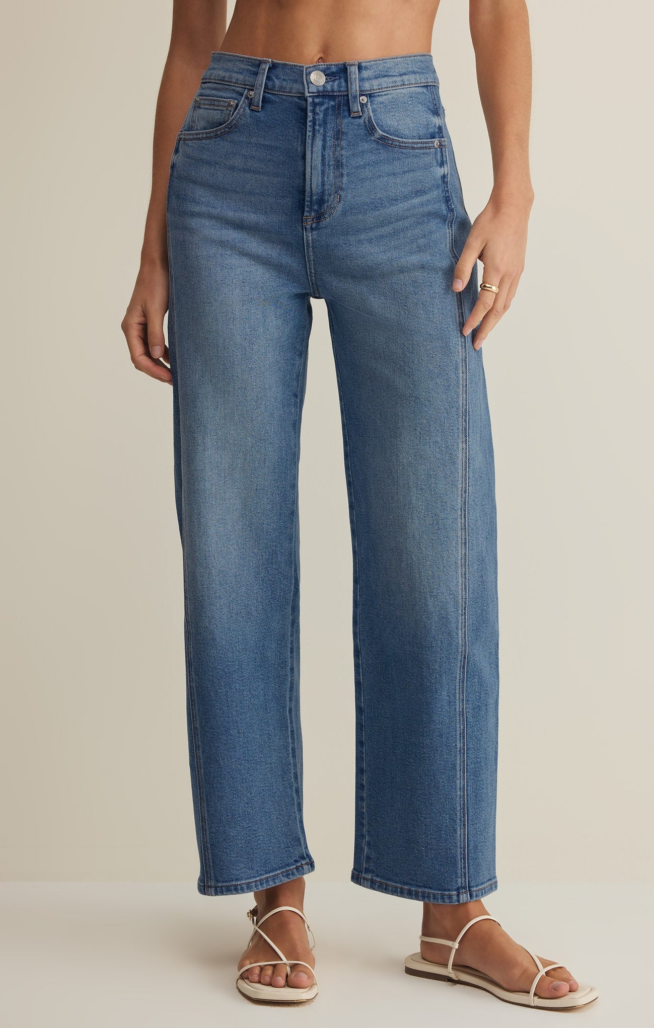 Luna High Rise Bowed Denim Pant Main image