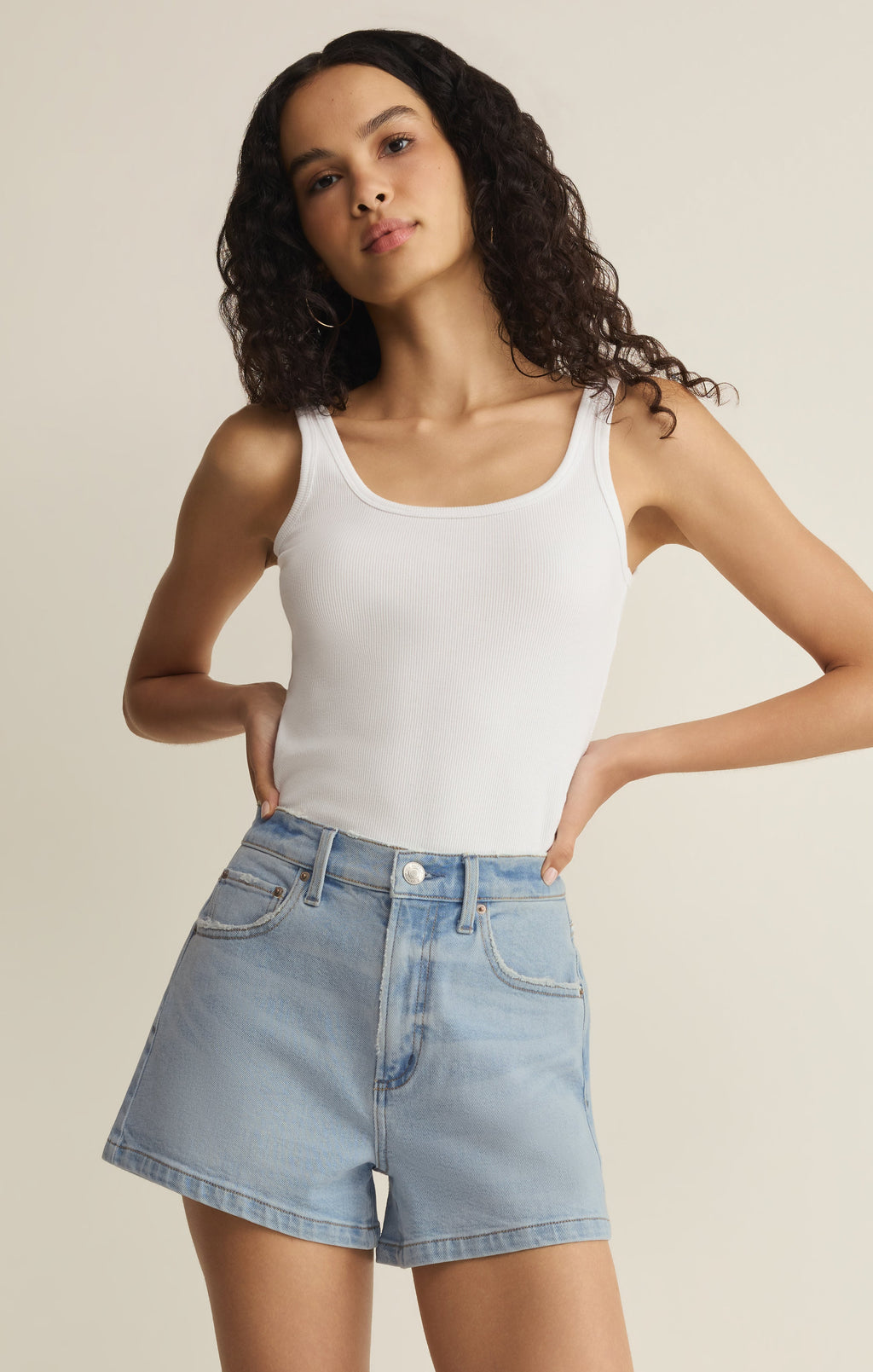 Camila High Rise A-Line Denim Short