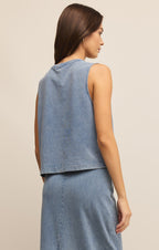 Sloane Jersey Denim Muscle Tank