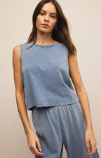 Sloane Jersey Denim Muscle Tank