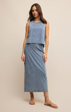 Sloane Jersey Denim Muscle Tank