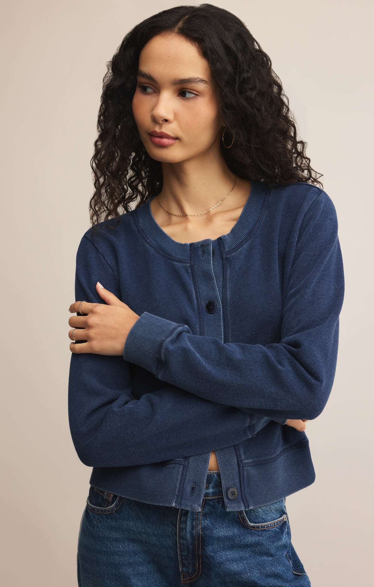 Daily Knit Denim Cardigan