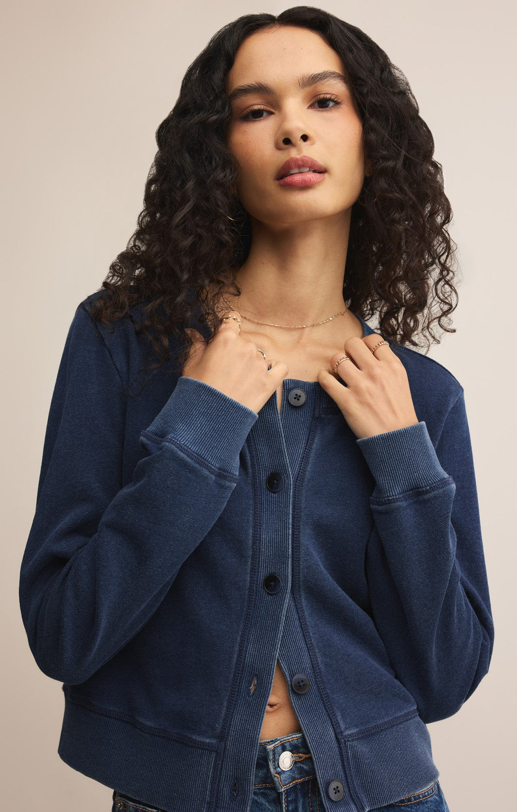 Daily Knit Denim Cardigan