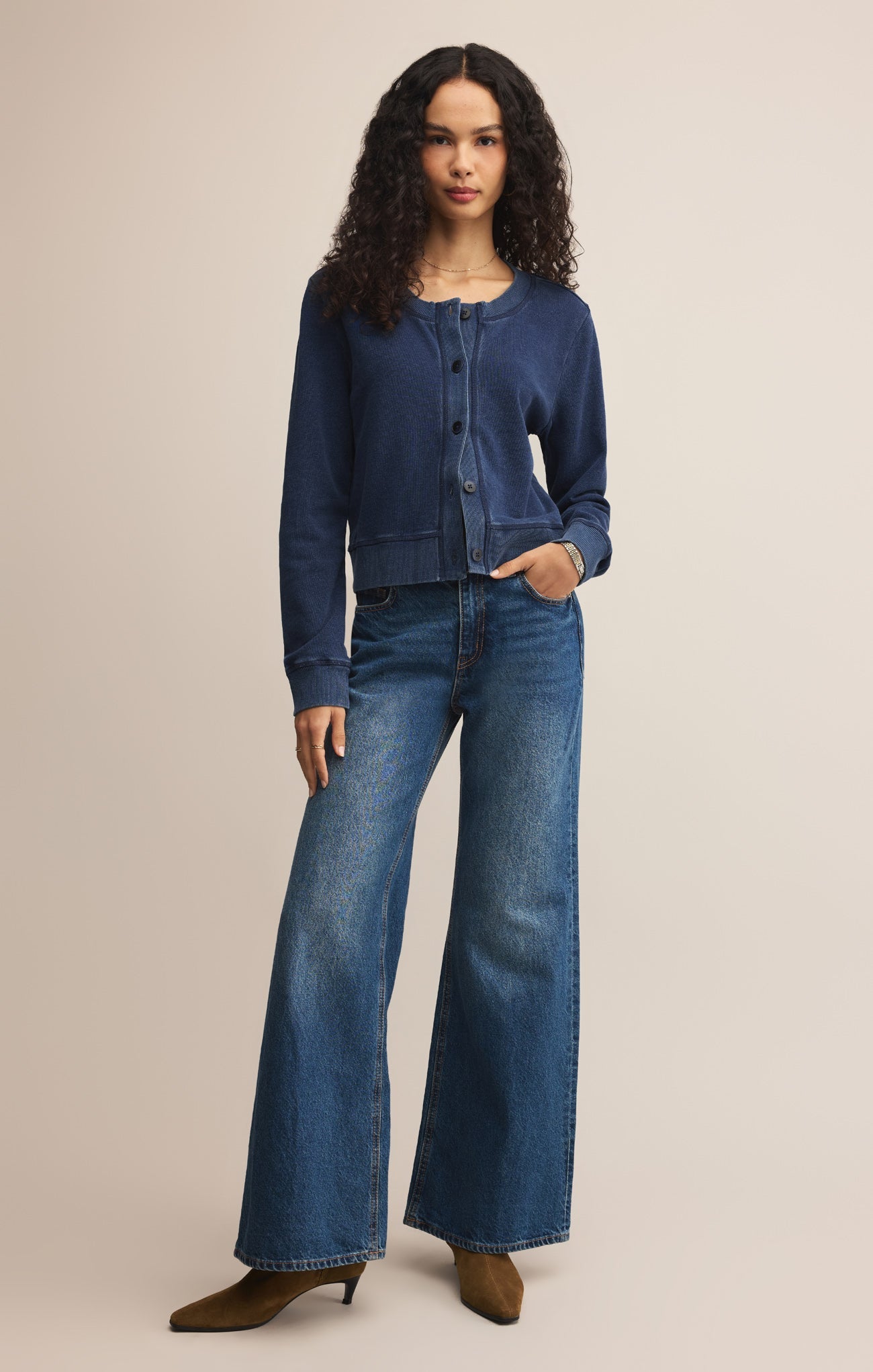 Daily Knit Denim Cardigan