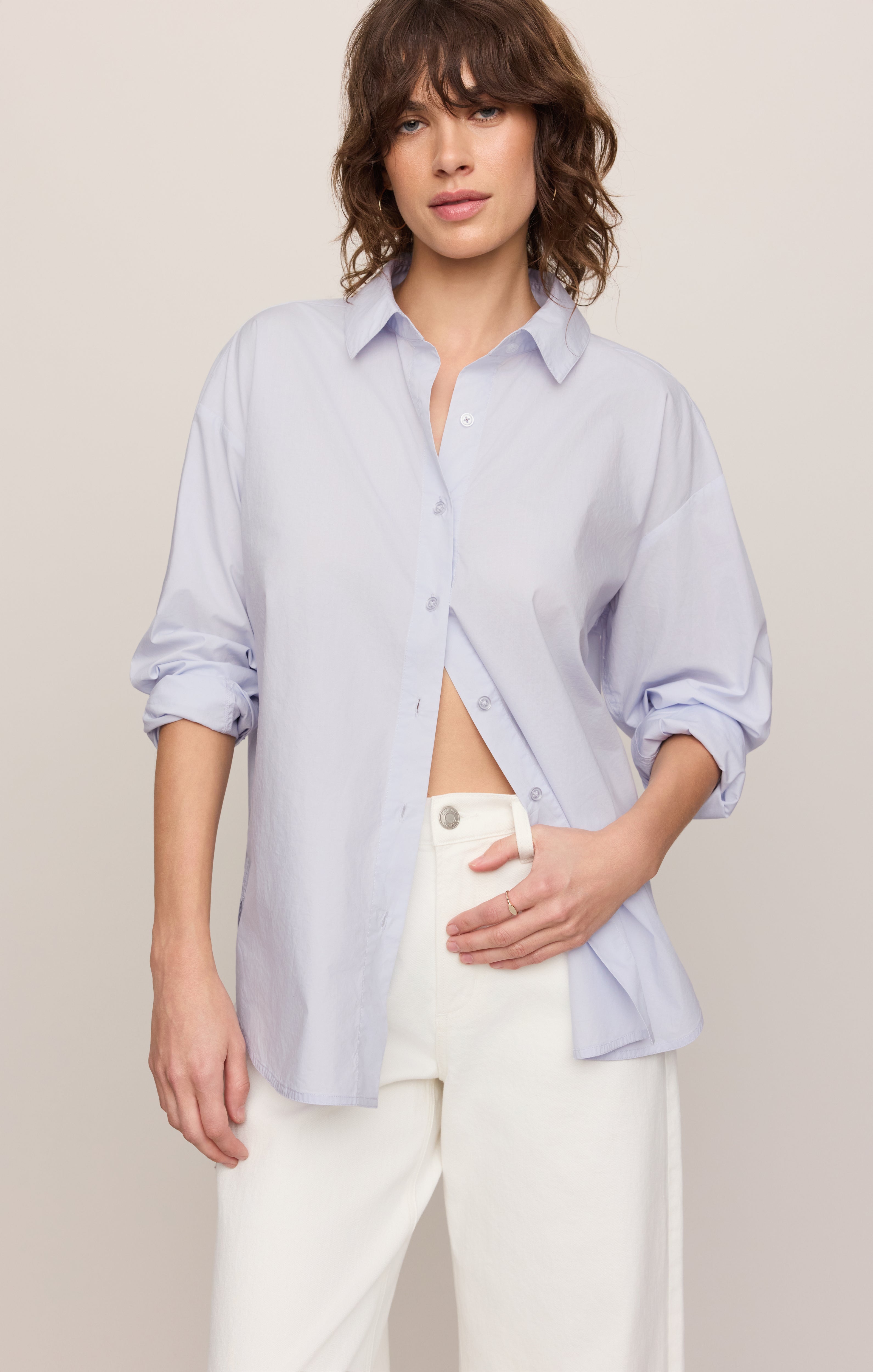 Elevated Poplin Button Up Top