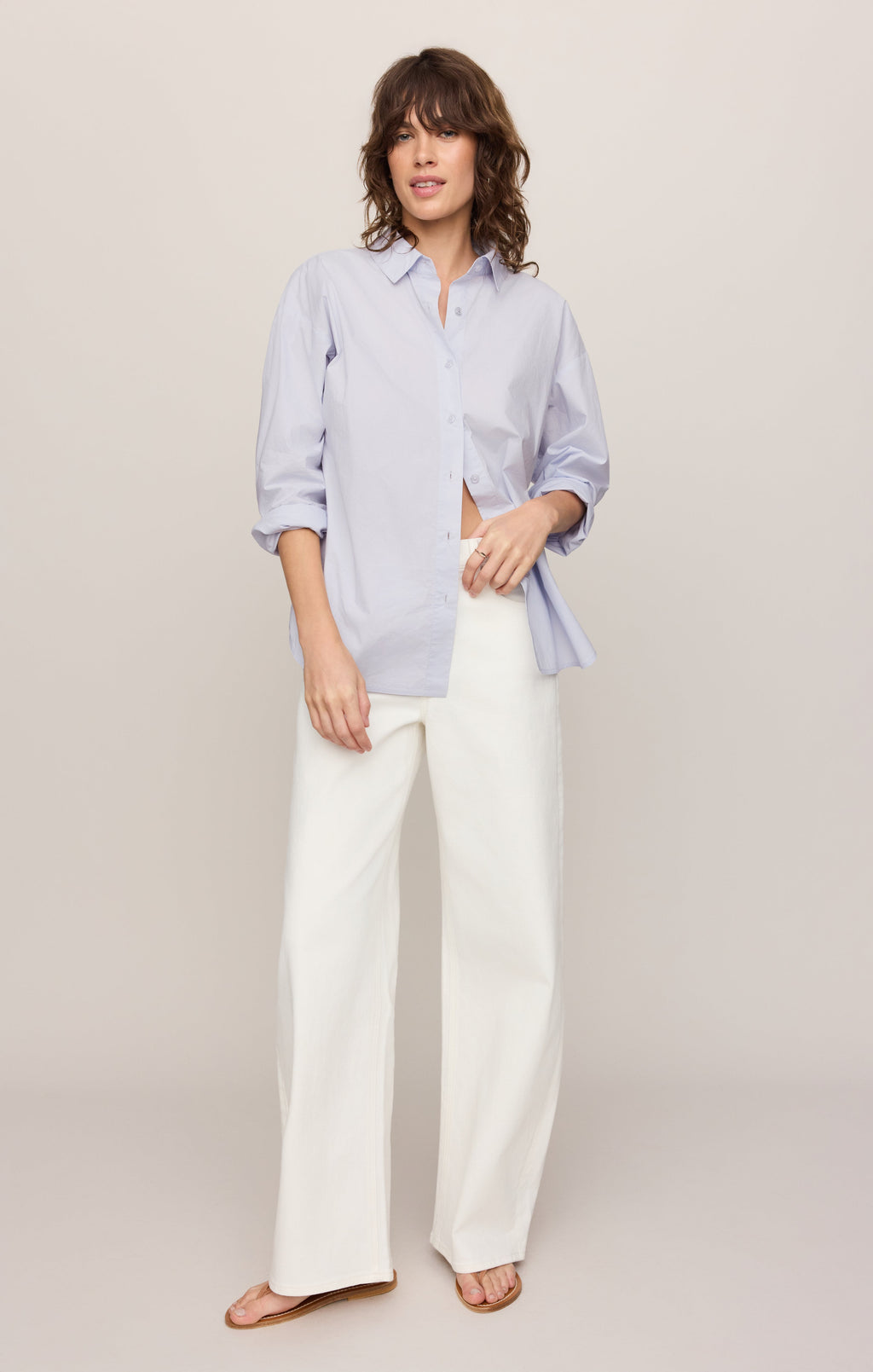 Elevated Poplin Button Up Top