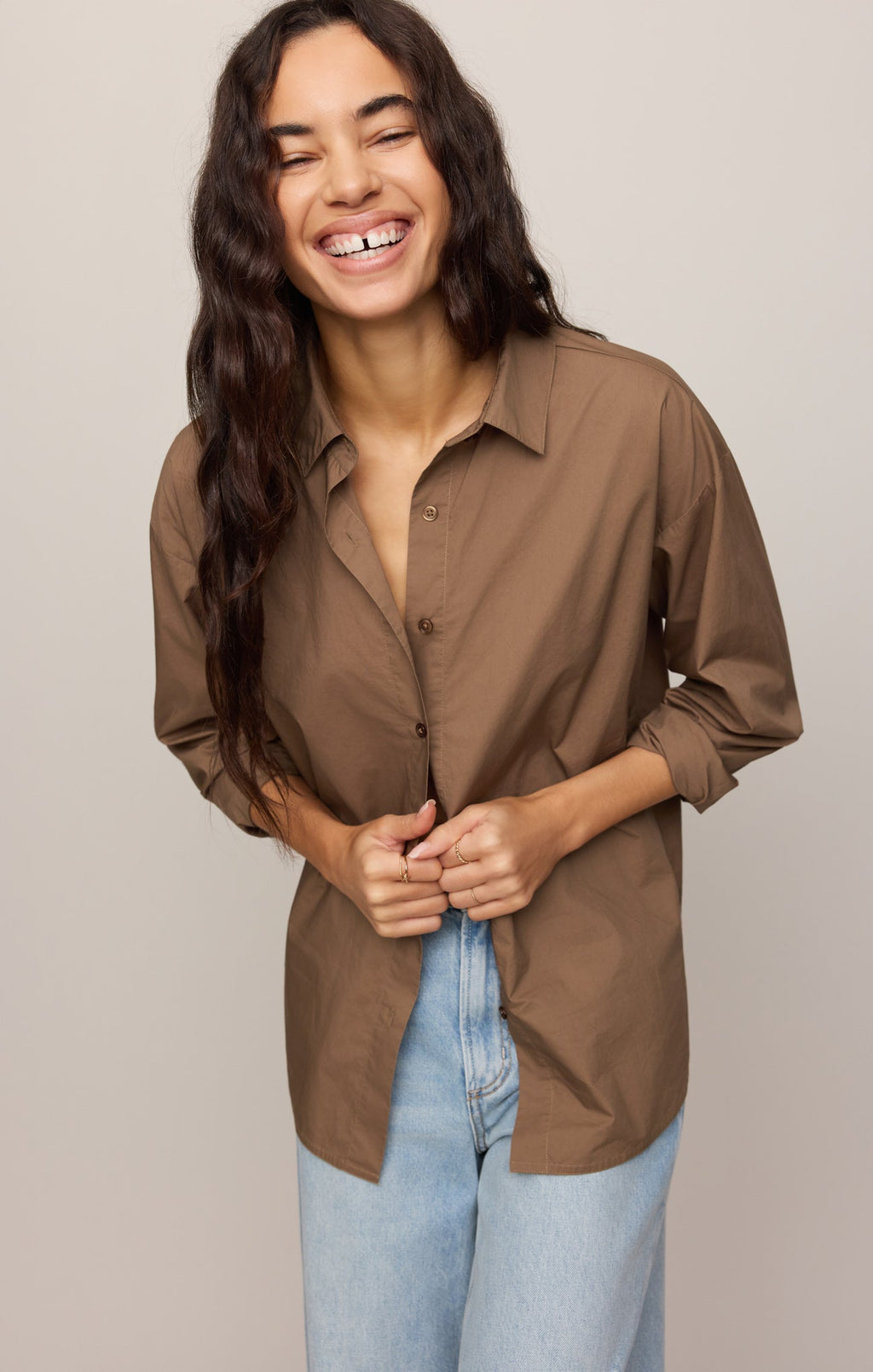 Elevated Poplin Button Up Top
