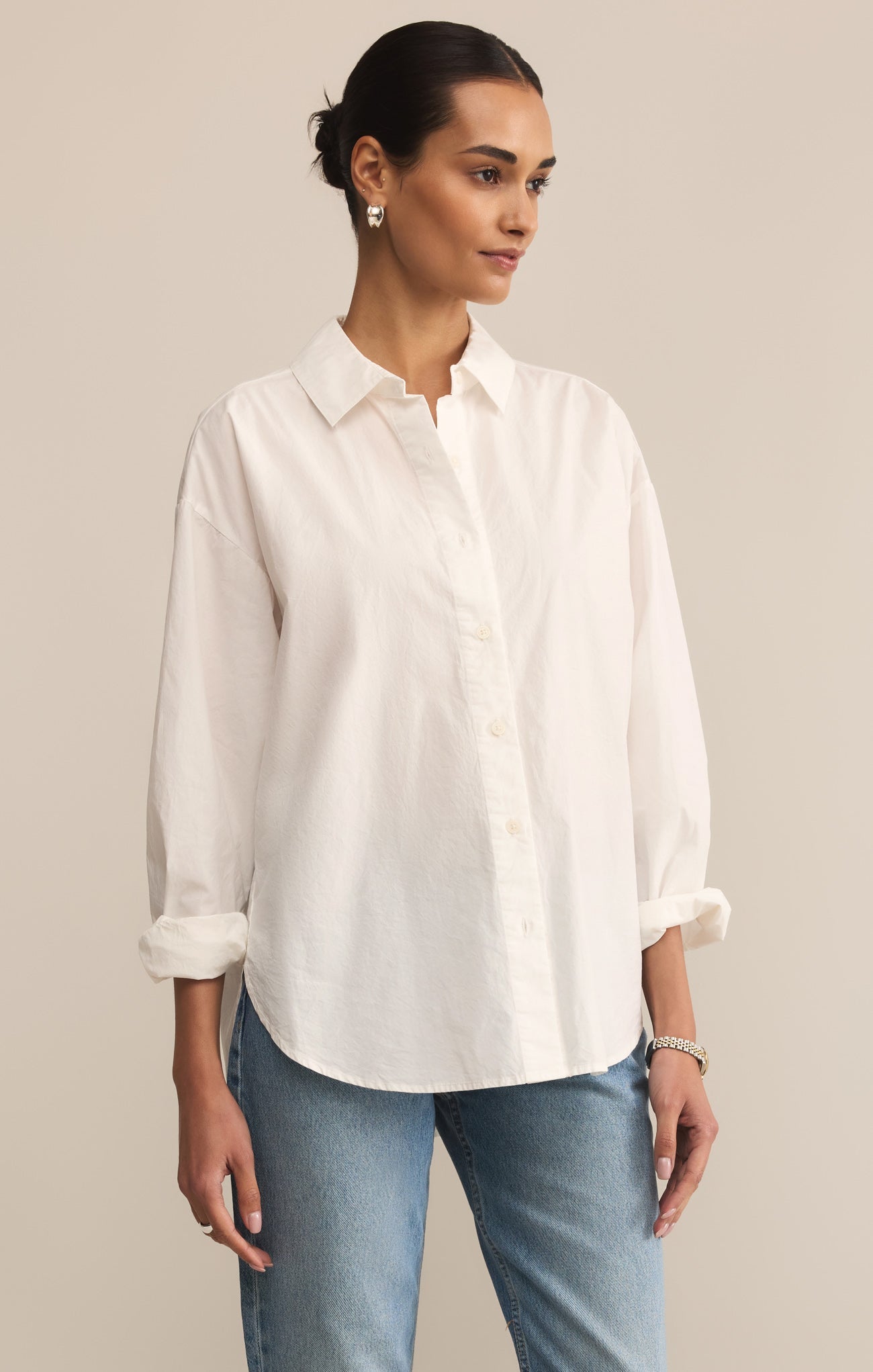 Elevated Poplin Button Up Top