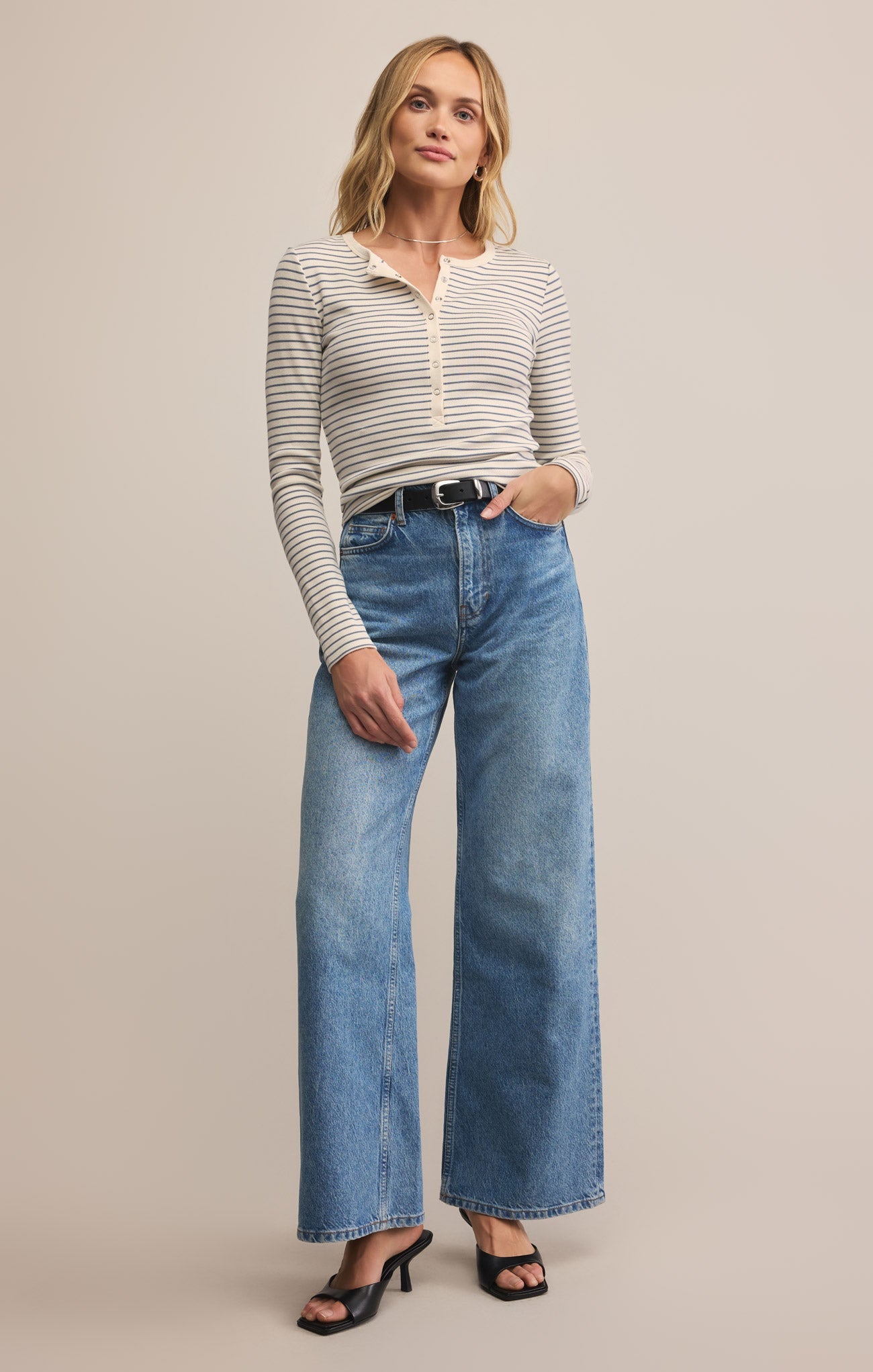 Stella Striped Modal Rib Henley