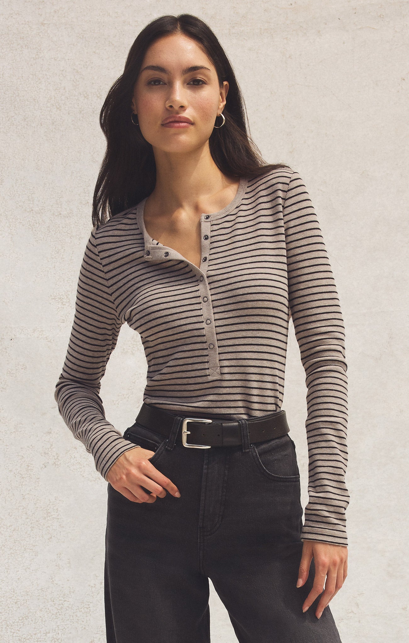 Stella Striped Modal Rib Henley Main image