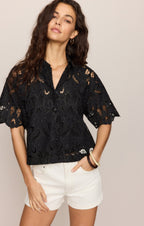 Midnight Embroidered Top