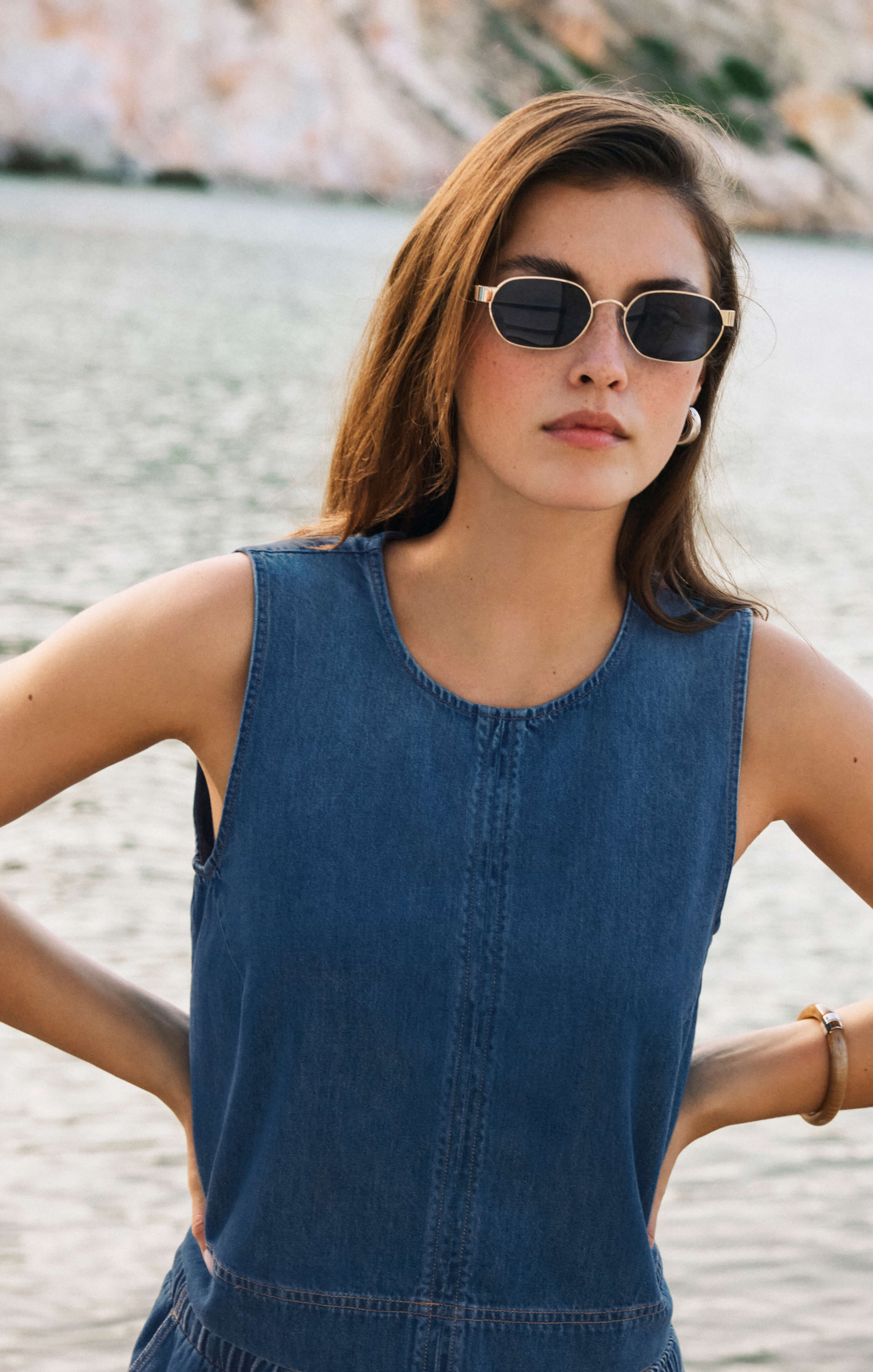 Sun Seeker Denim Cropped Tank Main image