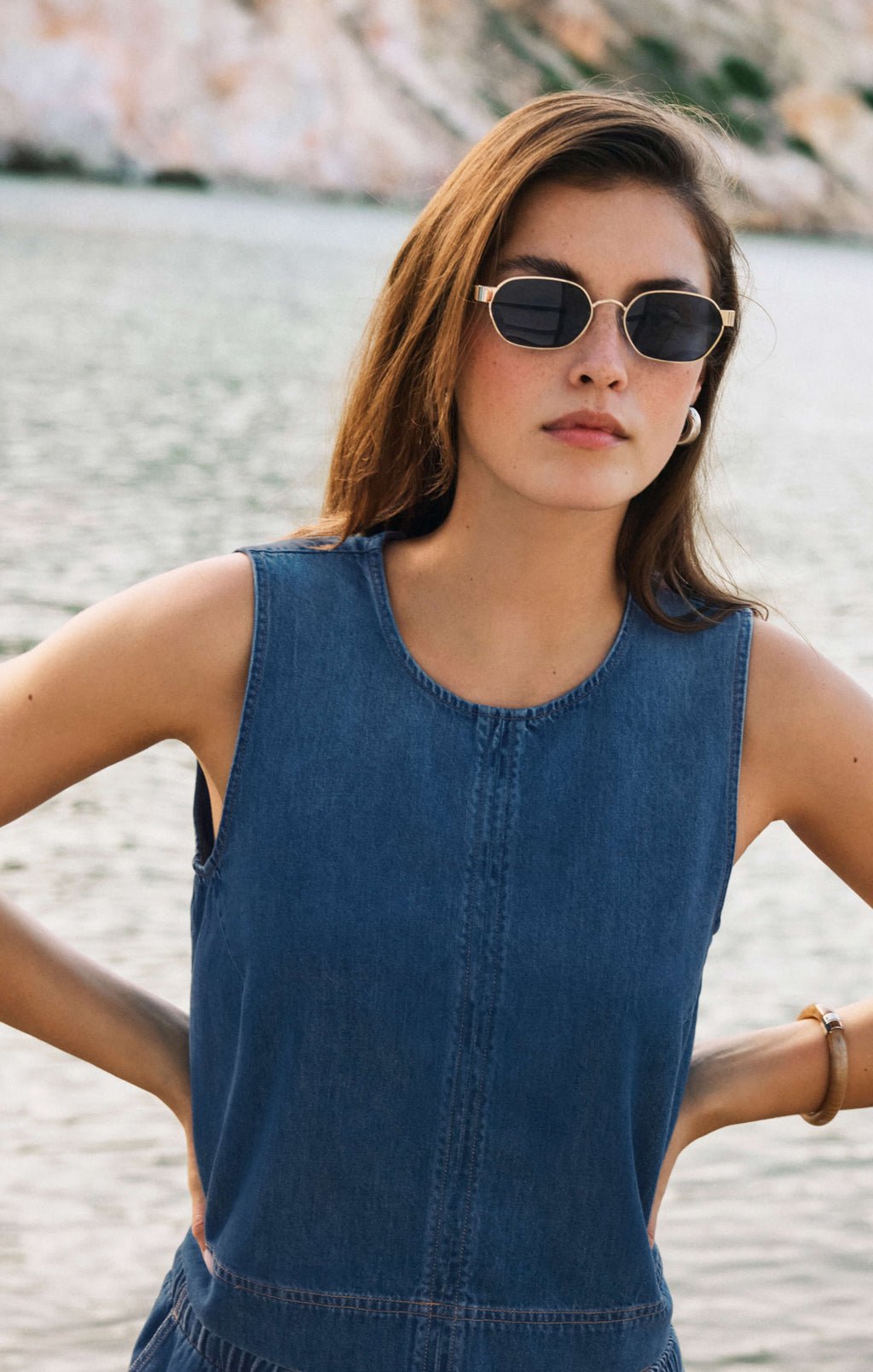Sun Seeker Denim Cropped Tank
