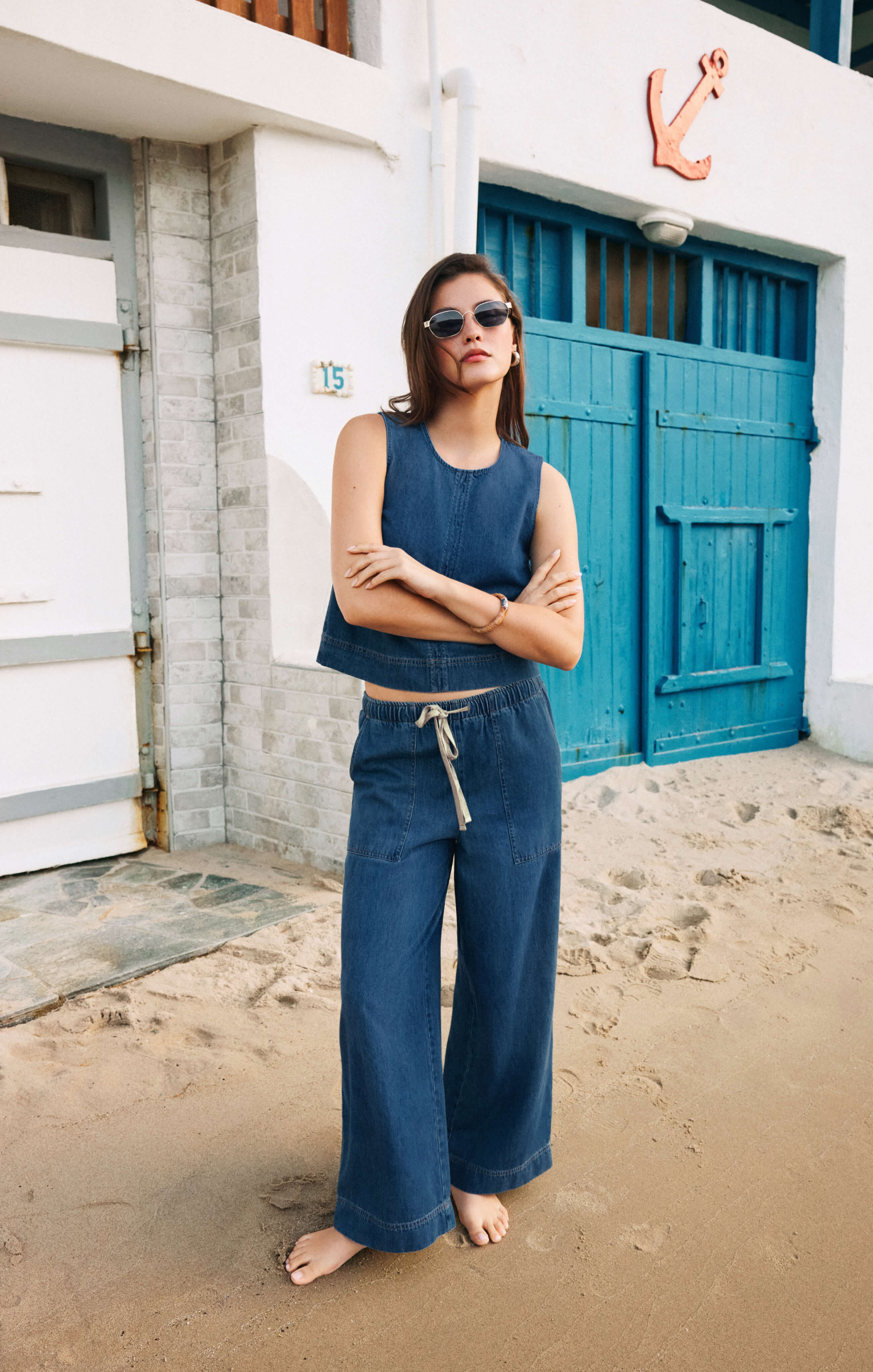 Sun Seeker Denim Cropped Tank Secondary image