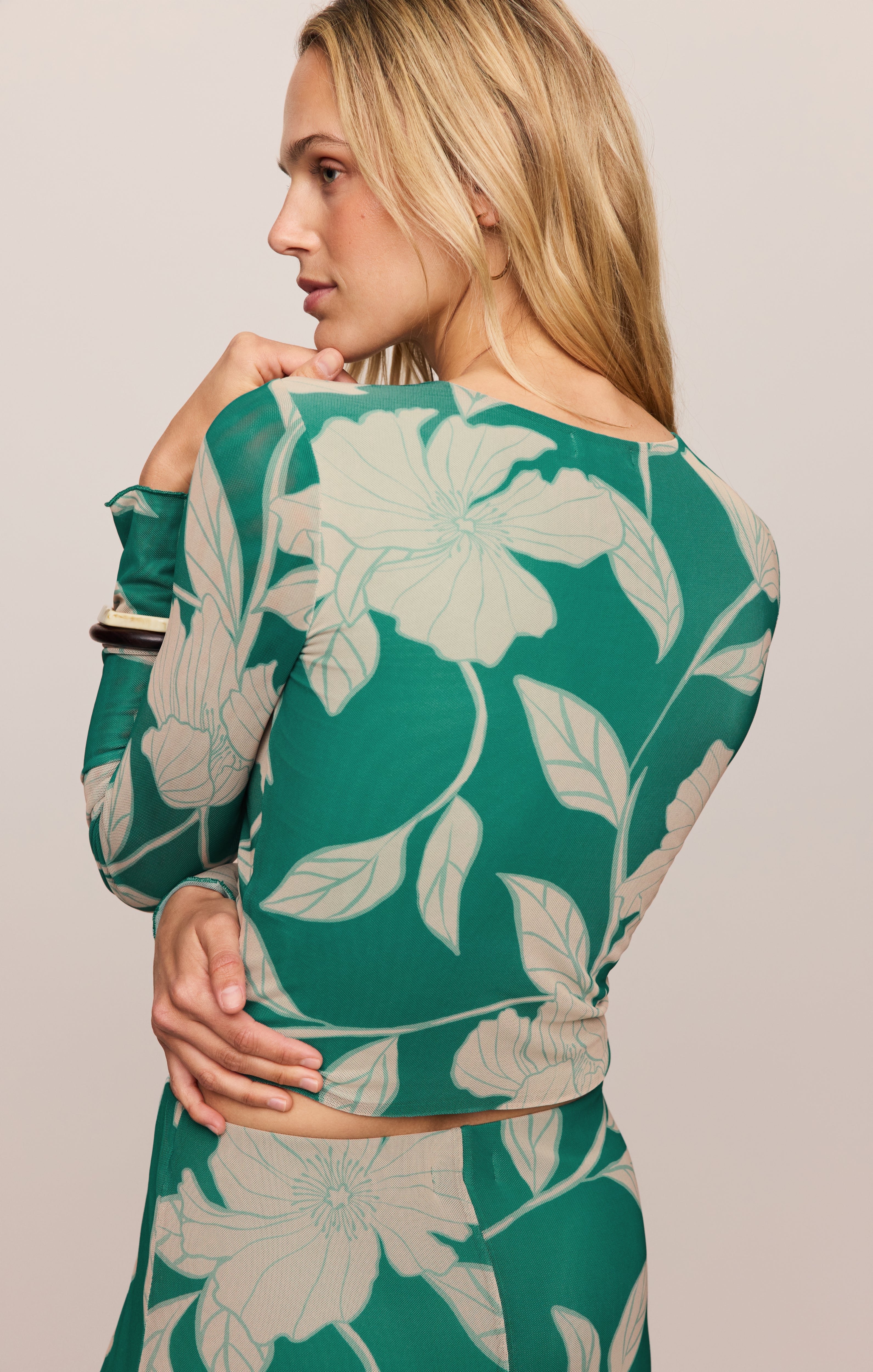 Taysha Bloom Floral Mesh Top