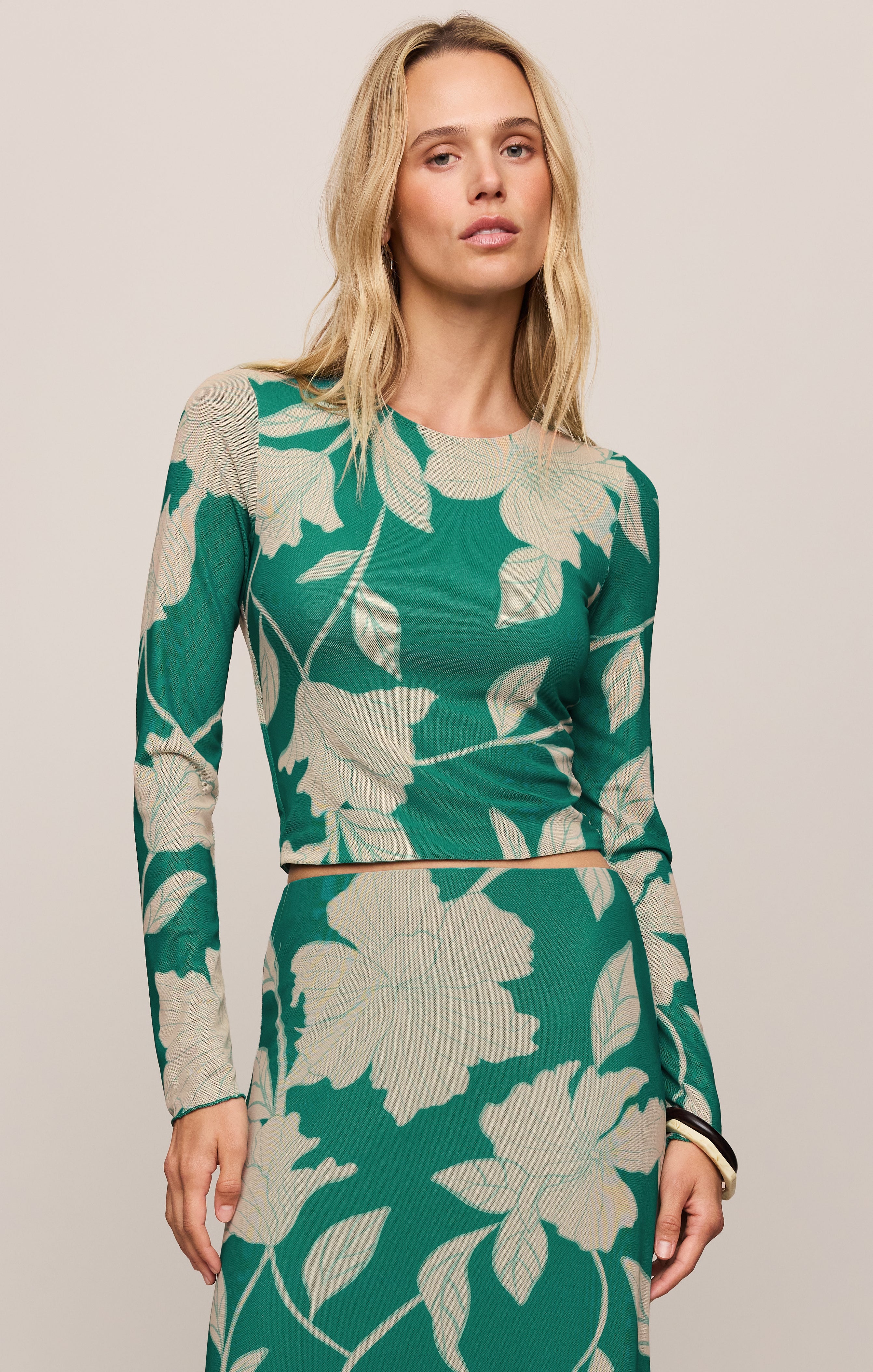 Taysha Bloom Floral Mesh Top Main image