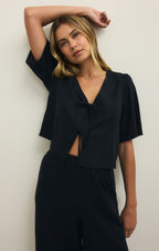 La Belle Linen Cropped Top