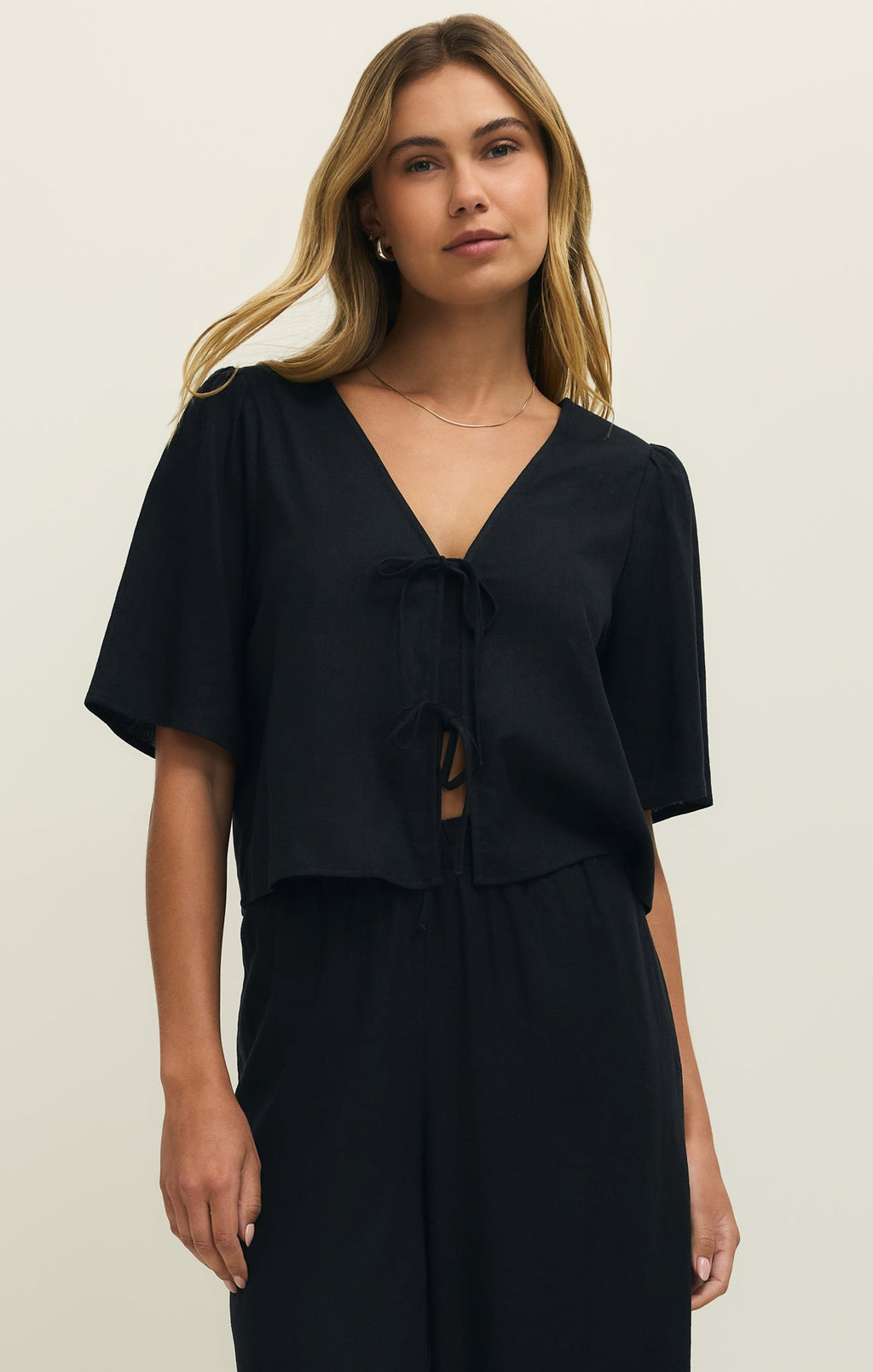 La Belle Linen Cropped Top