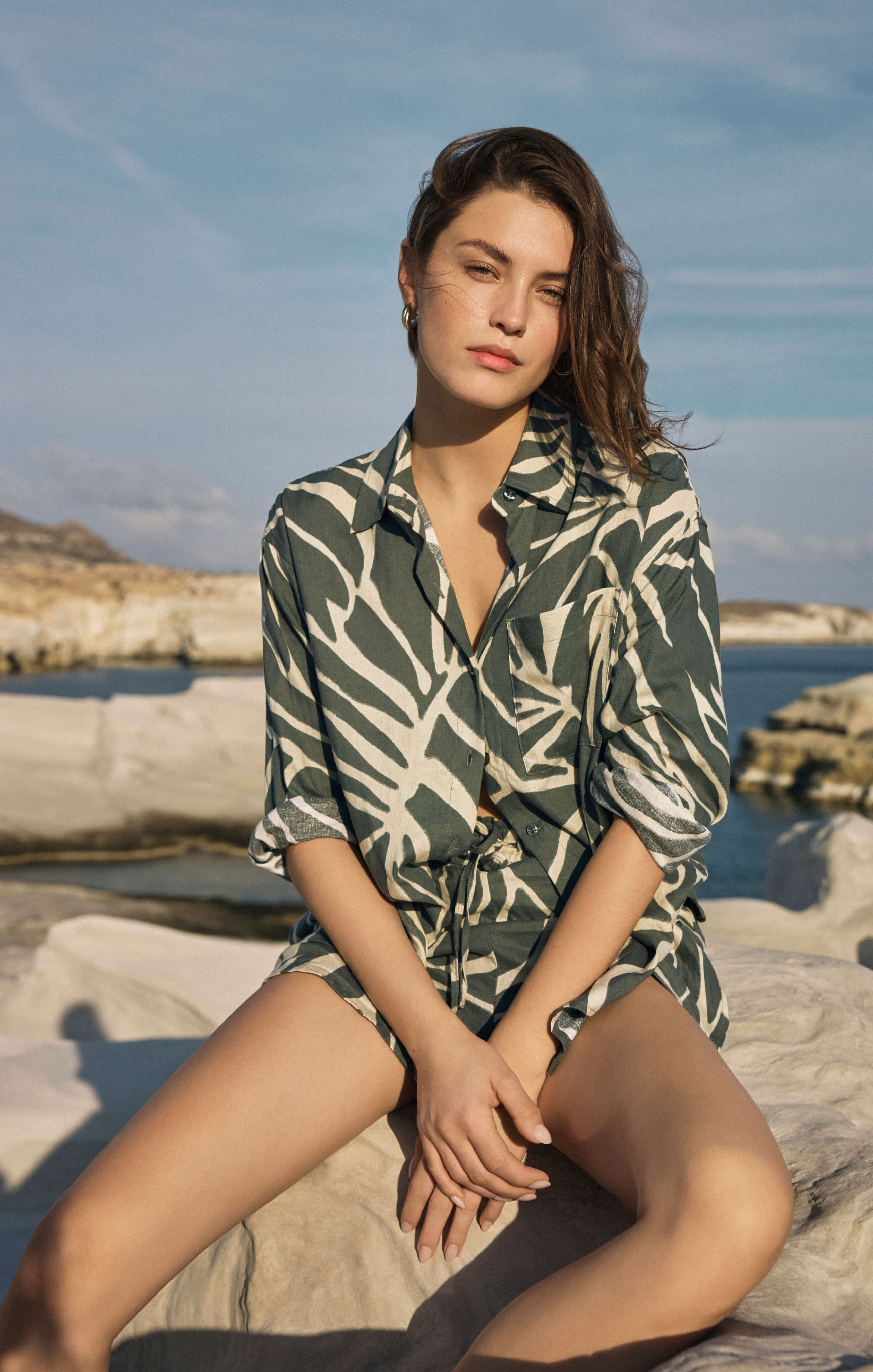Alfie Tova Palm Linen Button Up