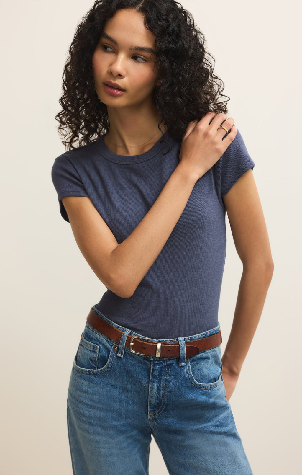 Renae Rib Short Sleeve Top