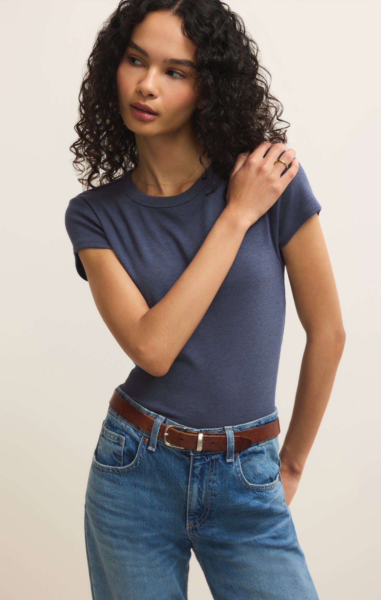 Renae Rib Short Sleeve Top