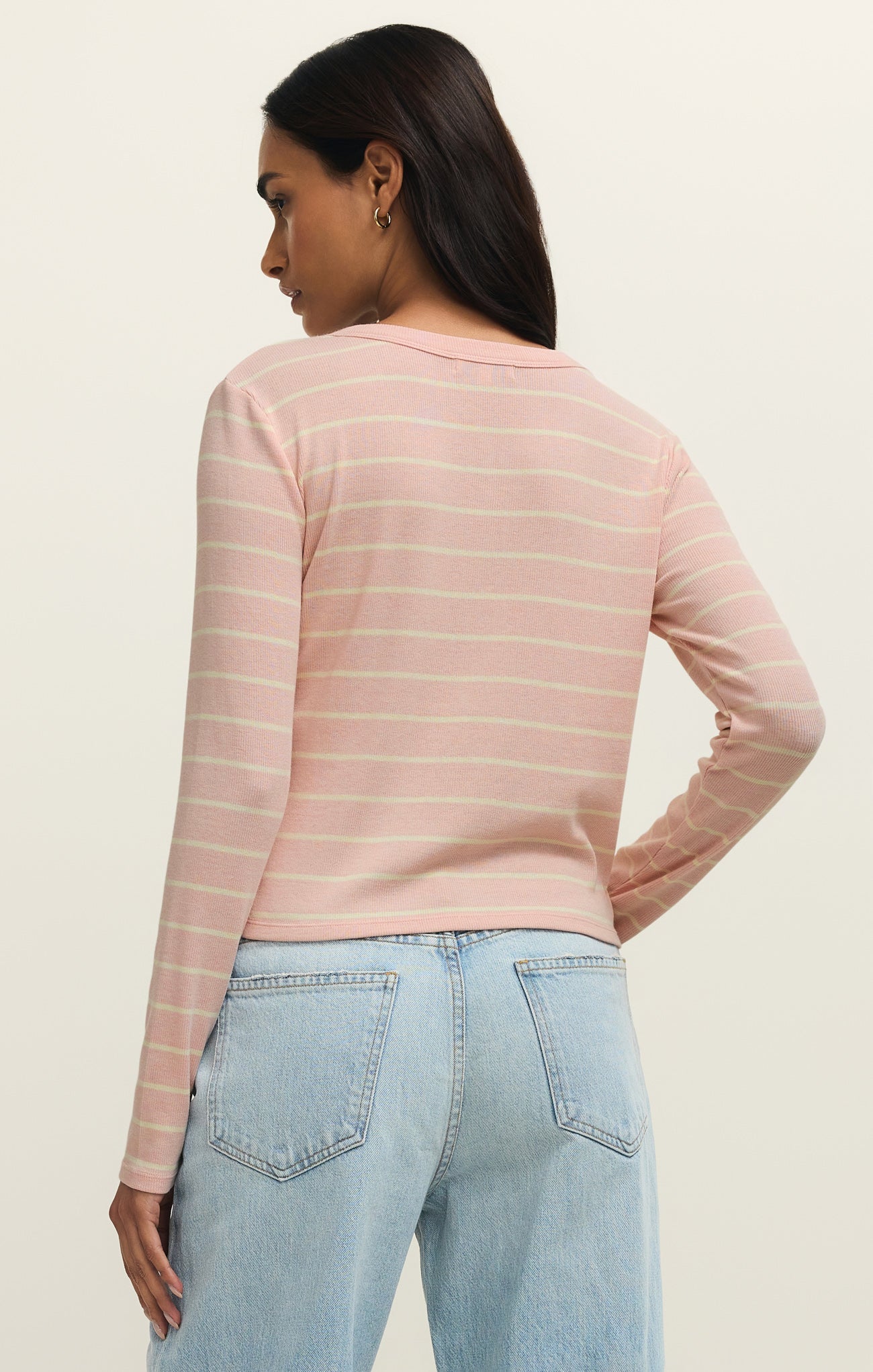 Ferris Cropped Striped Henley Top Secondary image