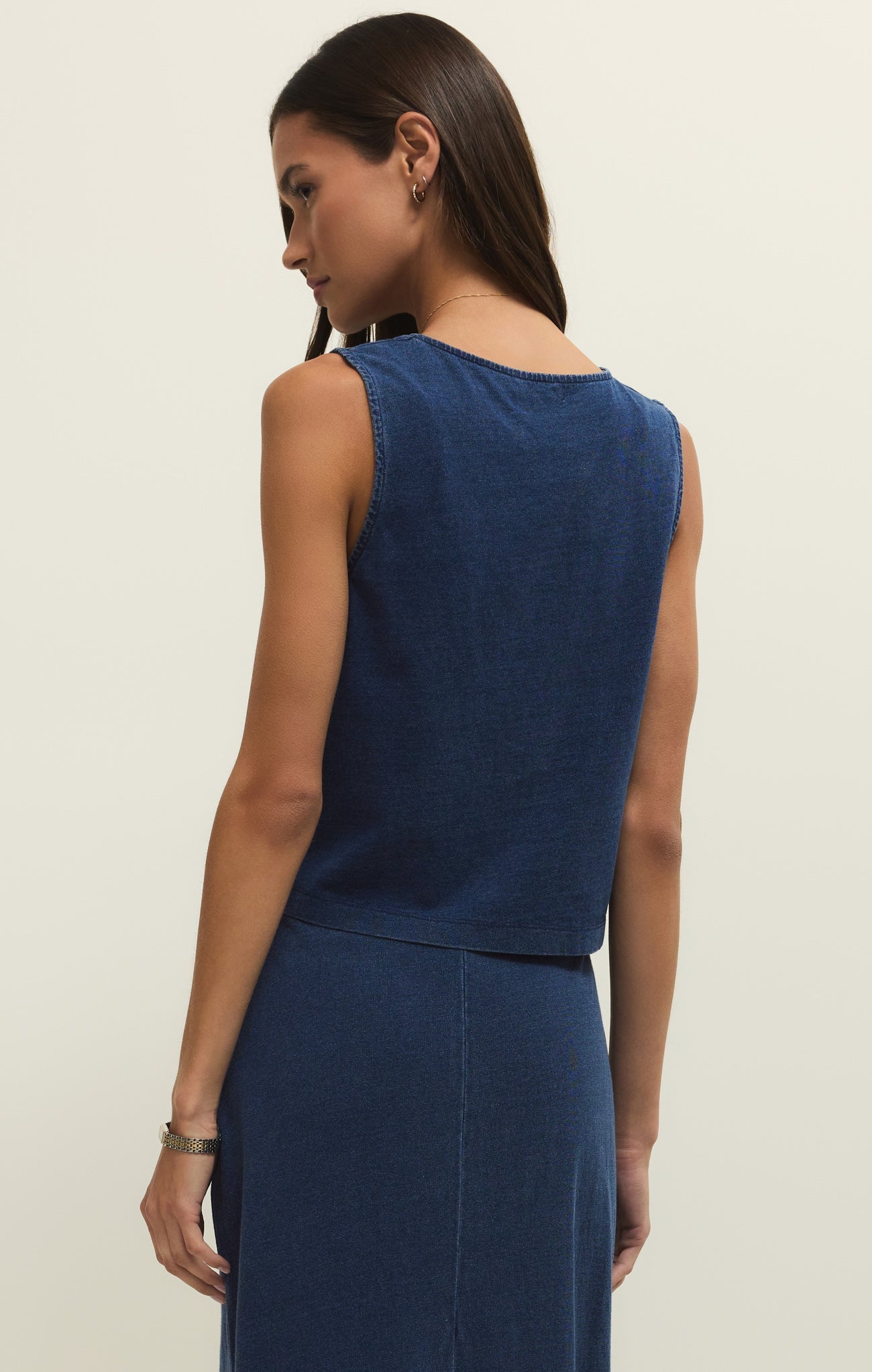 Noelle Jersey Denim Sleeveless Tank
