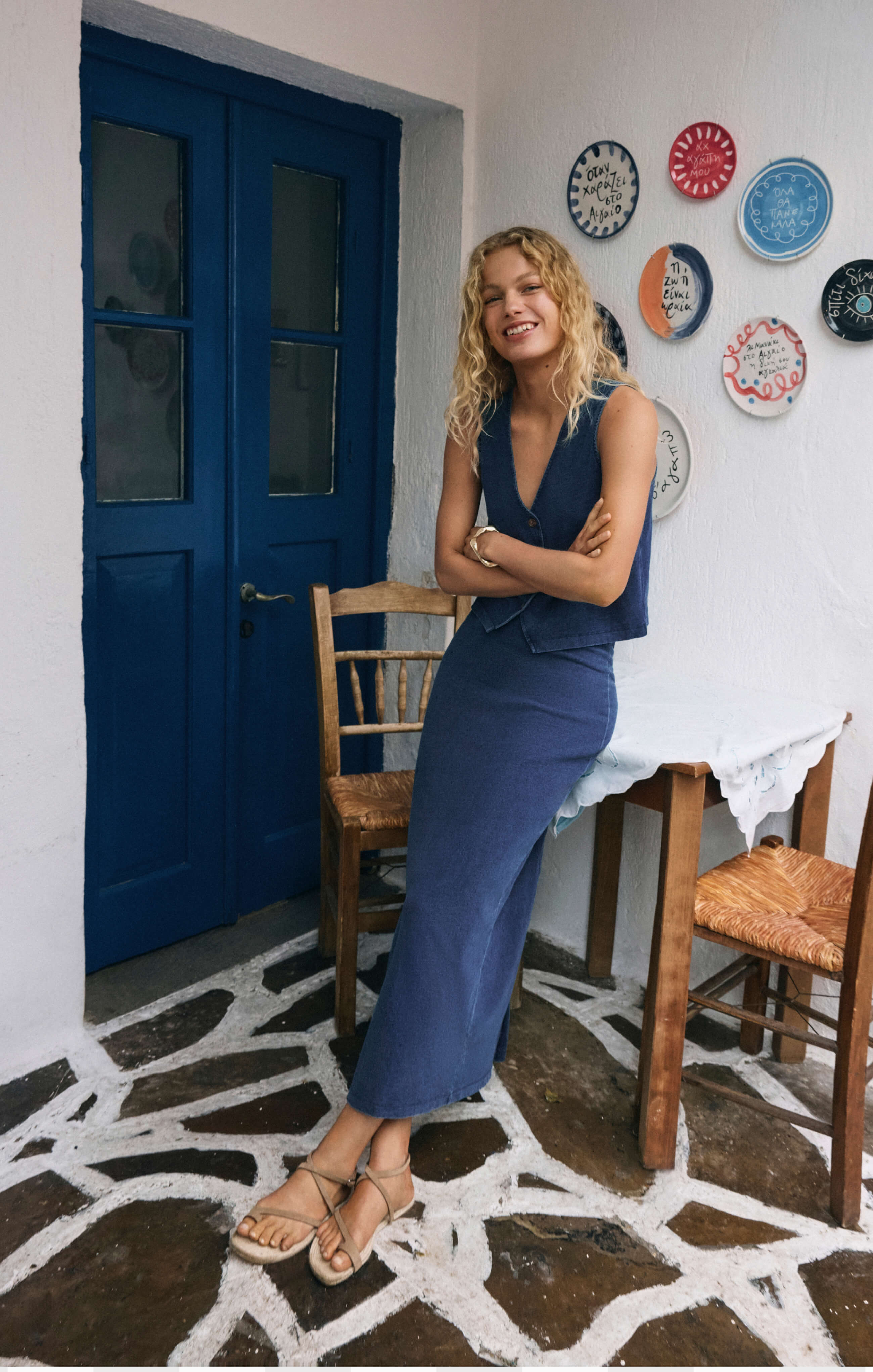 Noelle Jersey Denim Sleeveless Tank