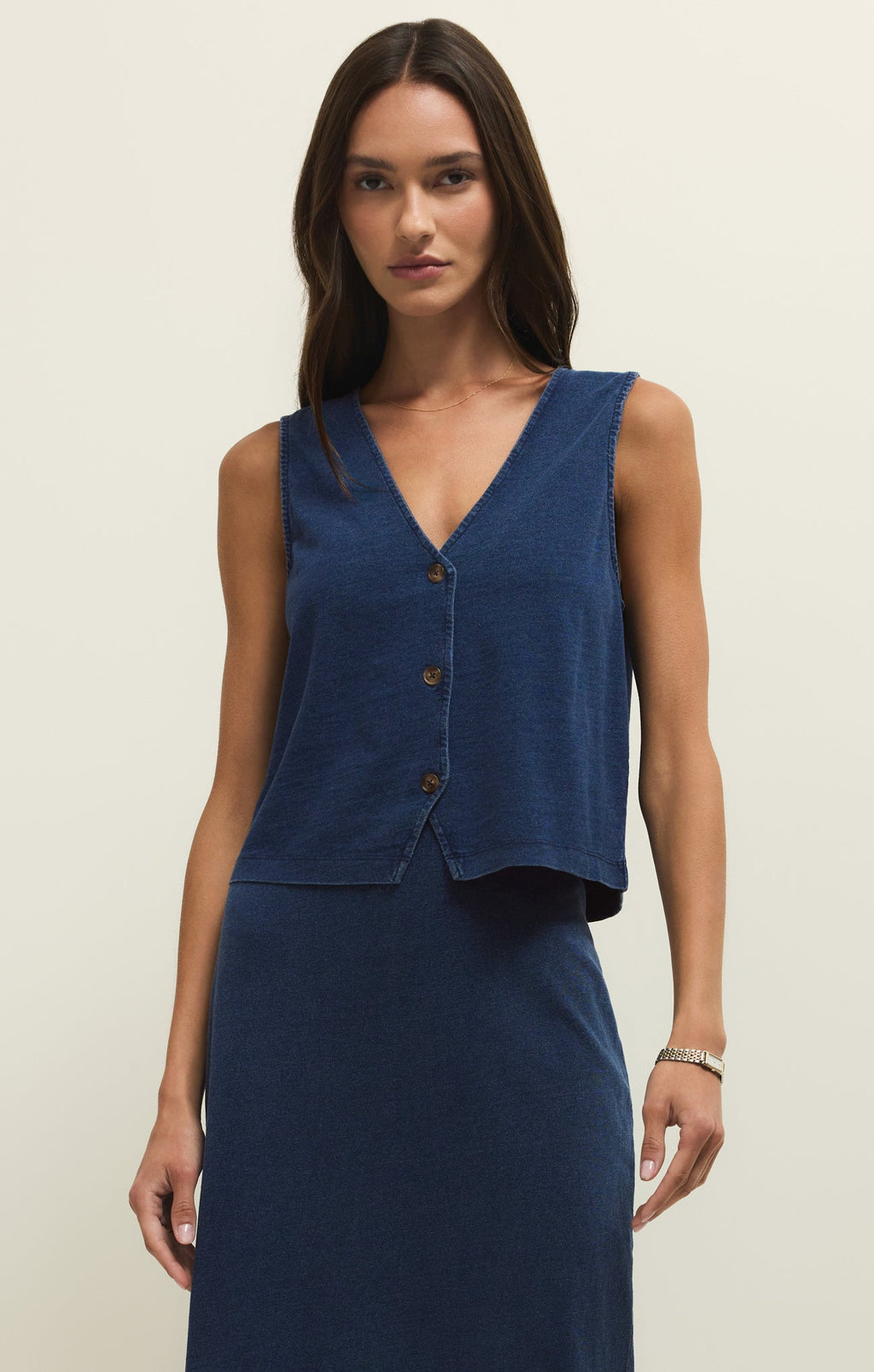 Noelle Jersey Denim Sleeveless Tank
