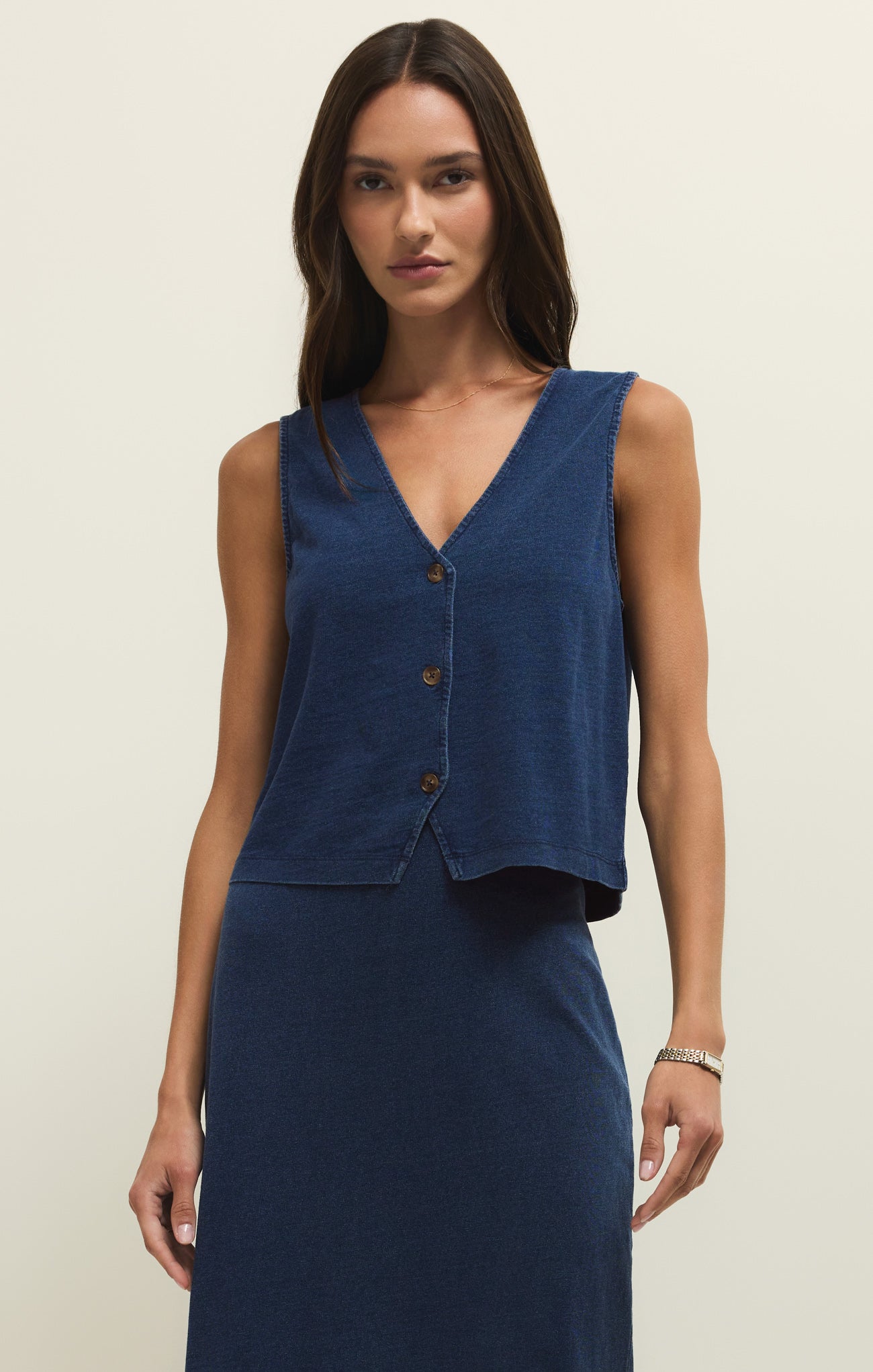 Noelle Jersey Denim Sleeveless Tank